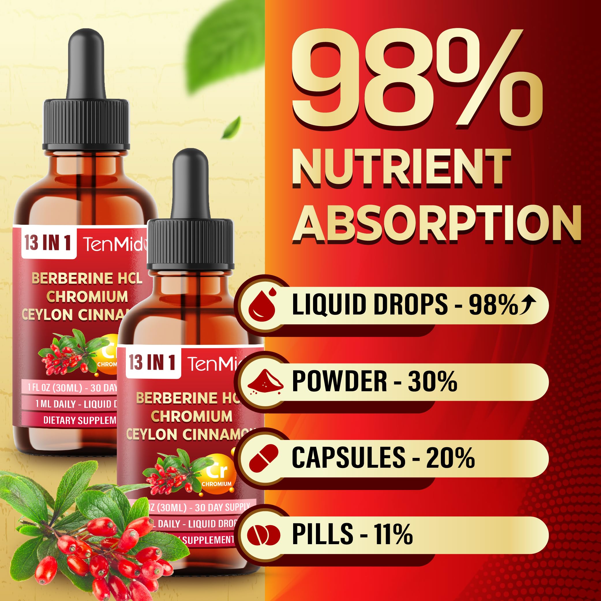 Tenmido Berberine Liquid Drops with measuring spoon