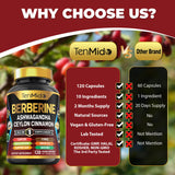Tenmido Berberine Supplement bottle with a measuring spoon
