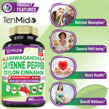 Tenmido Cayenne Extract Capsules back view with dosage instructions