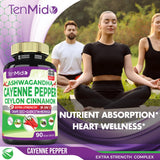 Tenmido Cayenne Extract Capsules bottle with natural herbs in the background