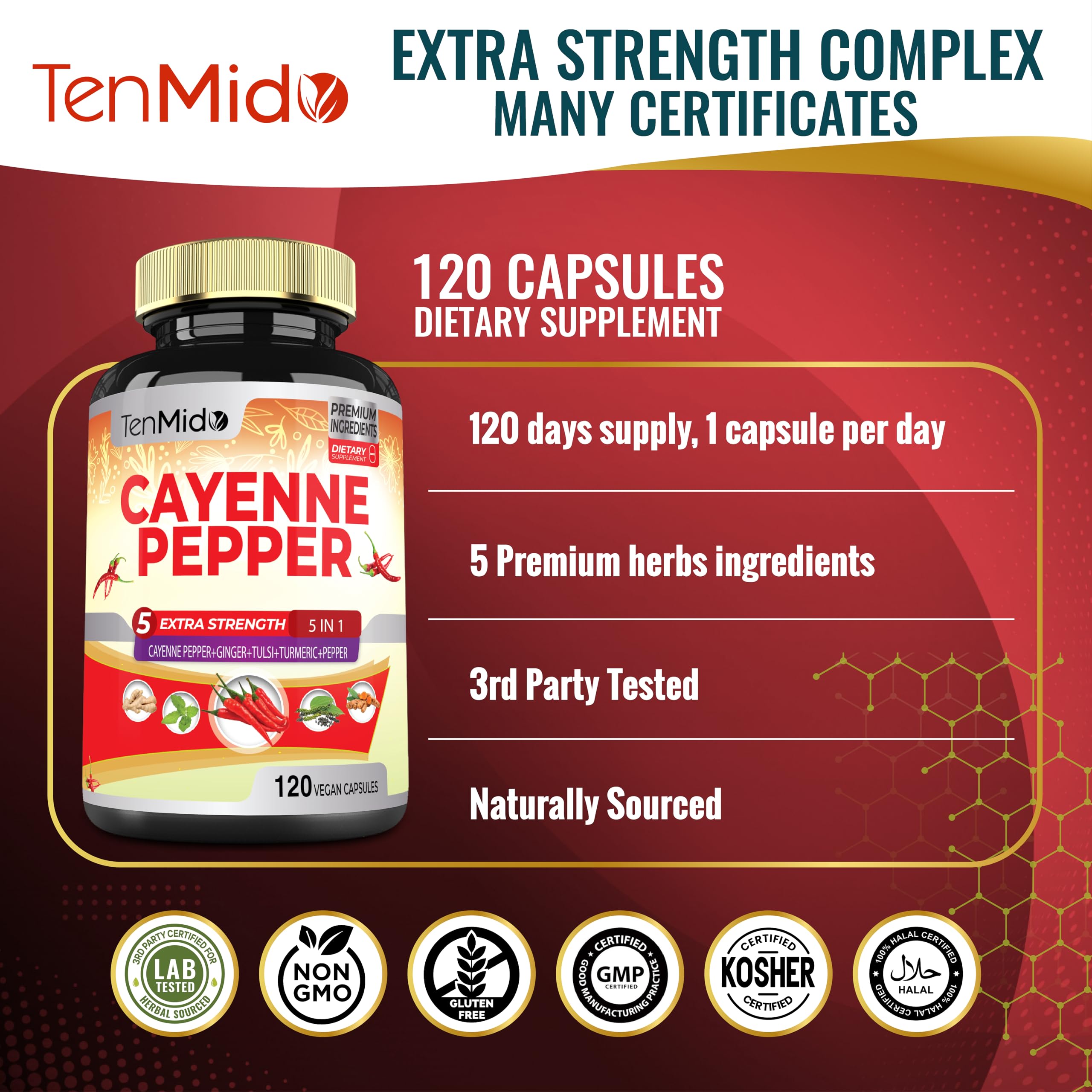 Tenmido Cayenne Extract Capsules in a lifestyle setting