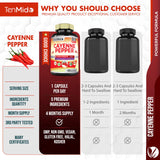 Tenmido Cayenne Extract Capsules on a wooden surface