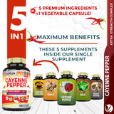 Tenmido Cayenne Extract Capsules side view showing ingredients