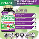 Tenmido Cayenne Extract Capsules with a measuring spoon for dosage