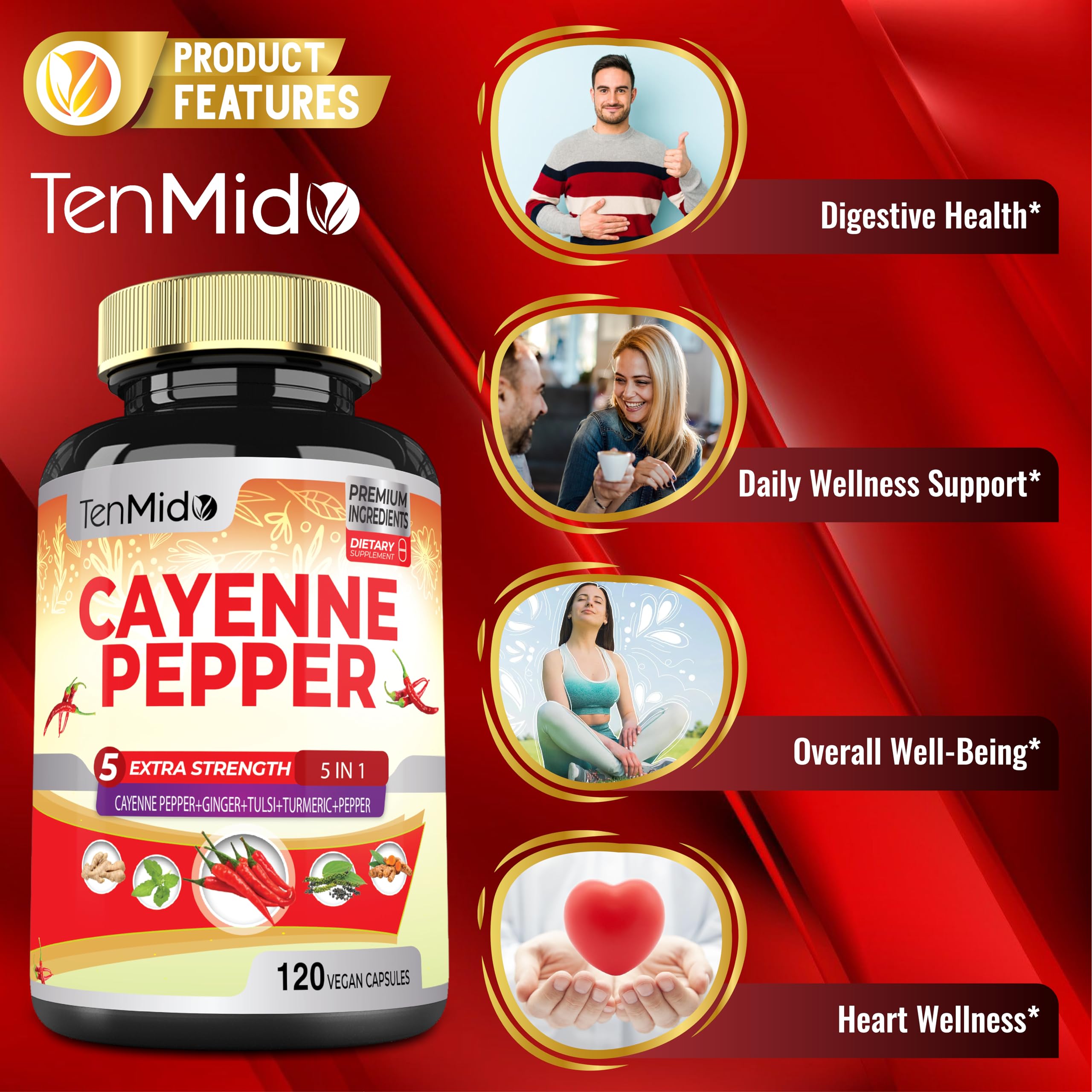 Tenmido Cayenne Extract Capsules with measuring spoon