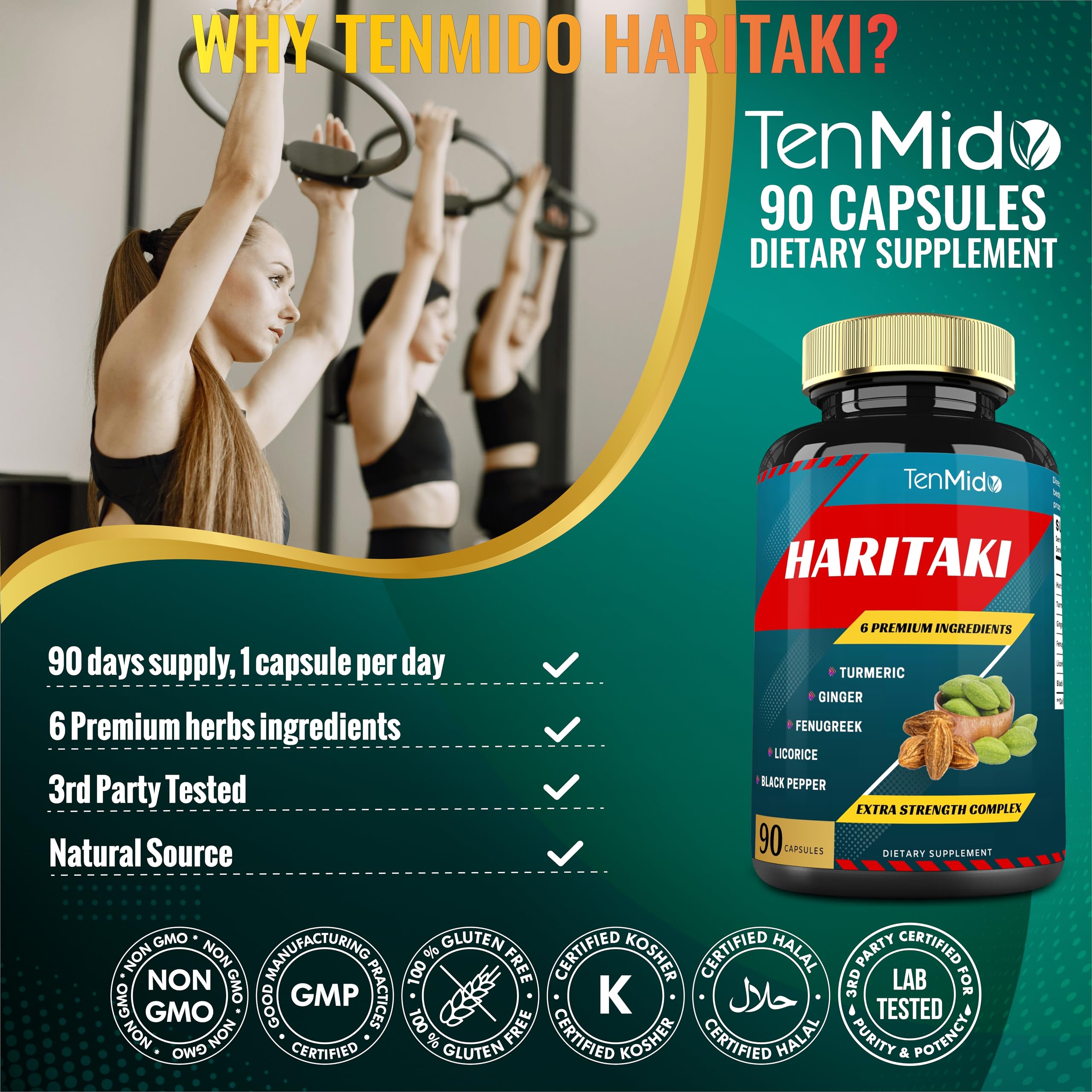Tenmido Haritaki Extract Capsules packaging details