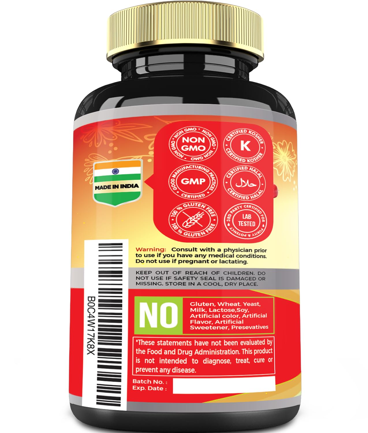 Tenmido Hawthorn Berry Extract Supplement bottle side view