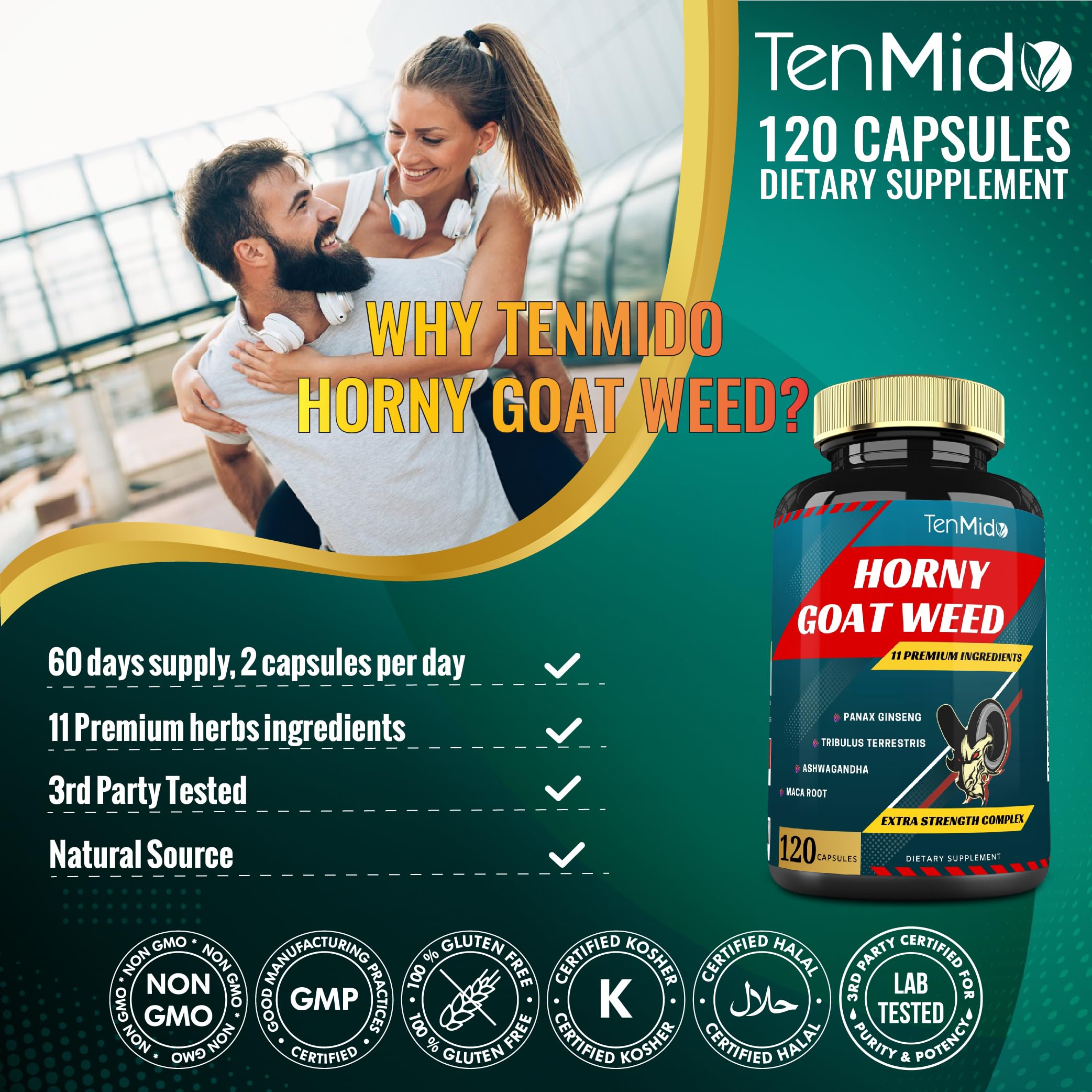 Tenmido Horny Goat Weed Extract Capsules lifestyle shot
