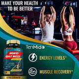 Tenmido Horny Goat Weed Extract Capsules on a wooden surface