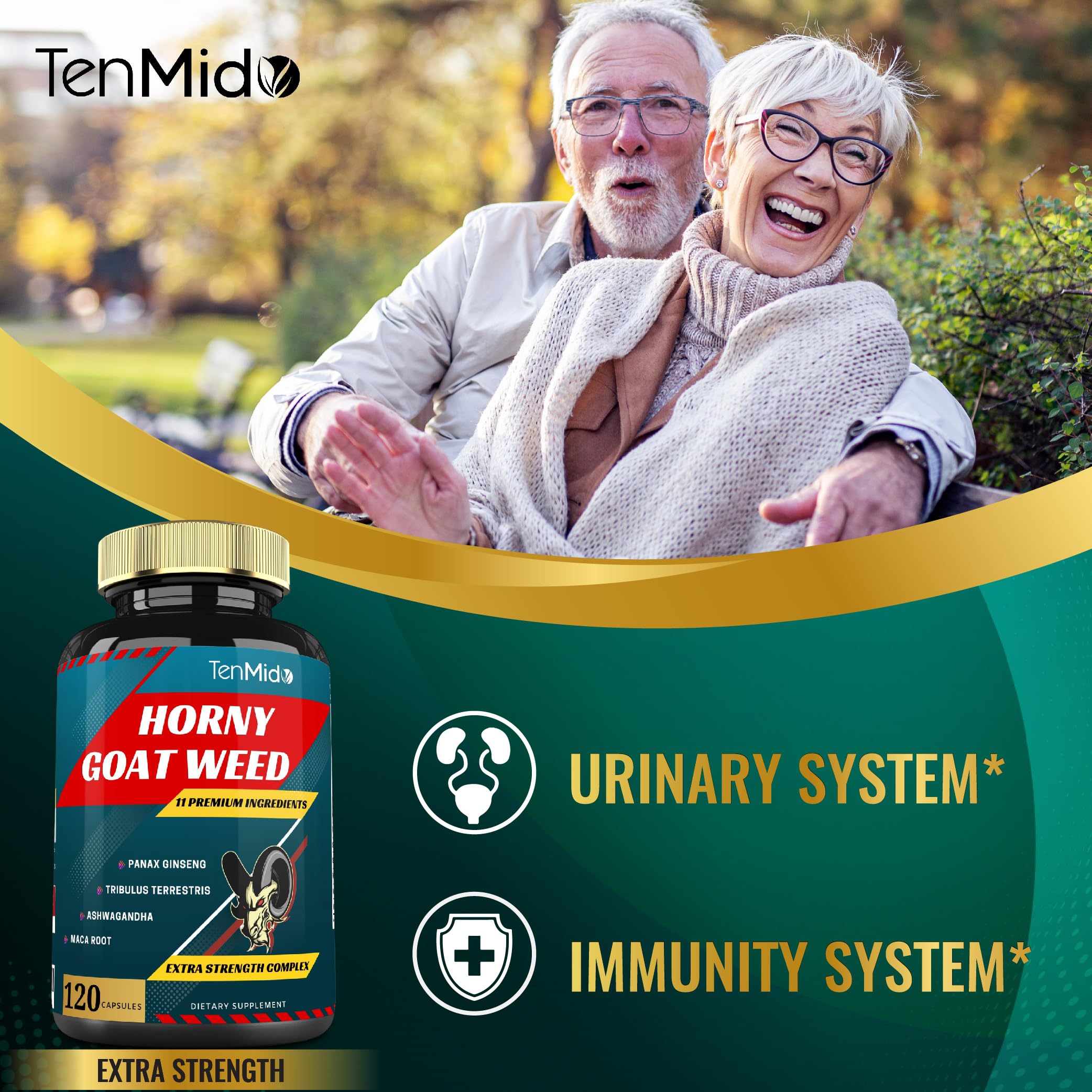 Tenmido Horny Goat Weed Extract Capsules with measuring spoon