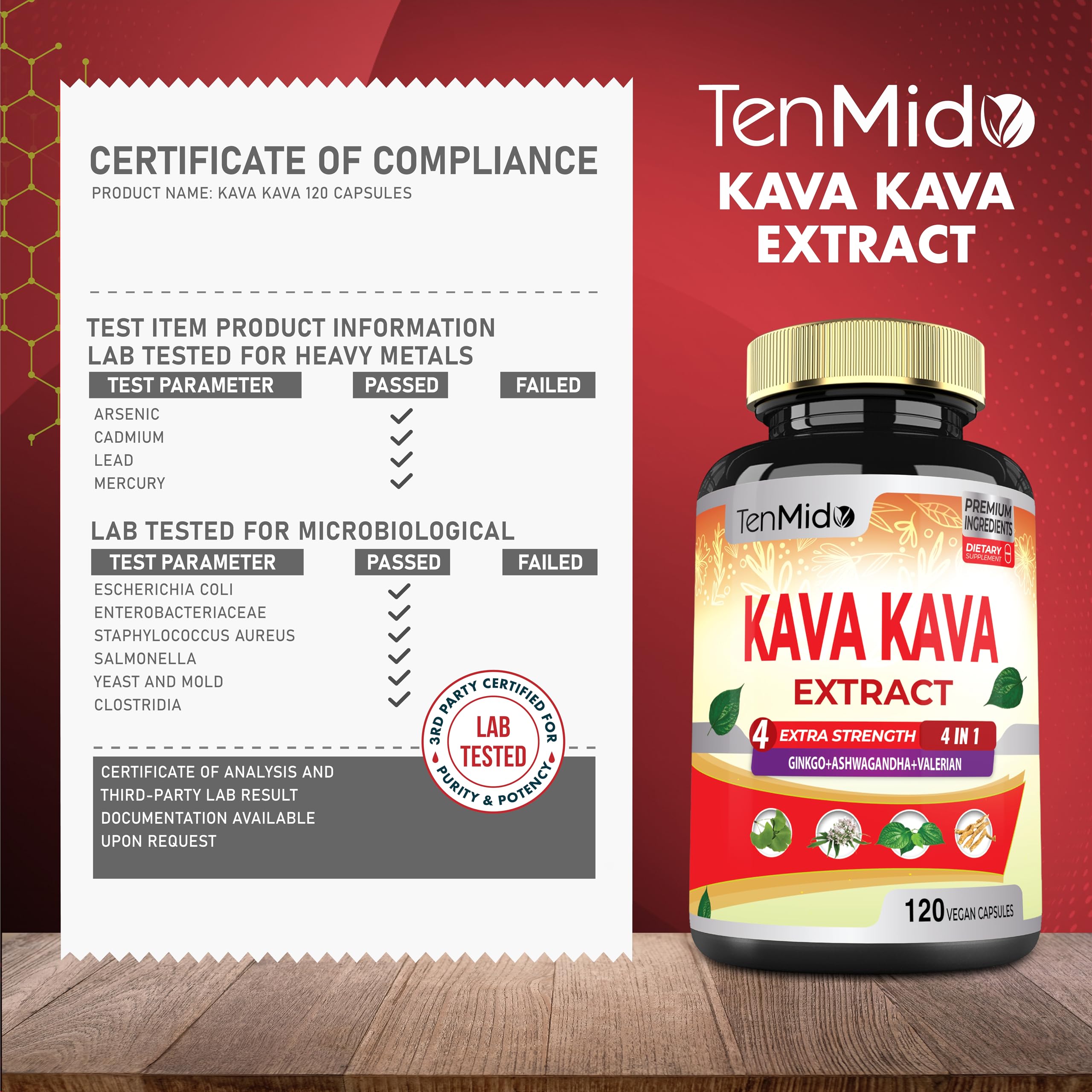 Tenmido Kava Kava Extract Capsules in a lifestyle setting