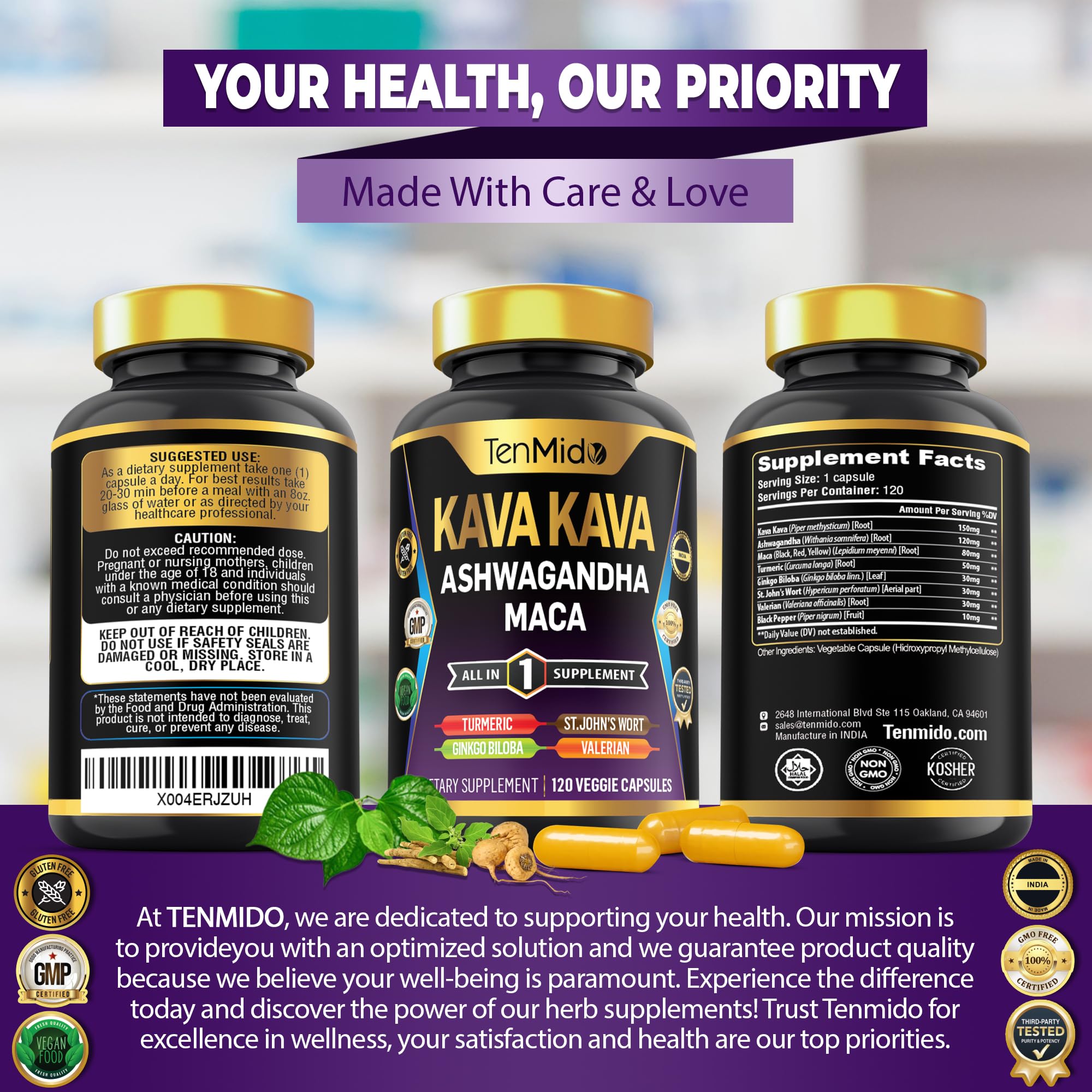 Tenmido Kava Kava Supplement with lifestyle setting