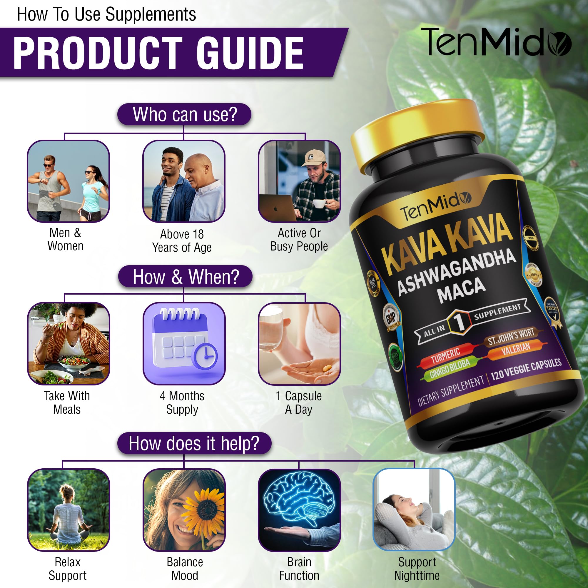 Tenmido Kava Kava Supplement with measuring spoon