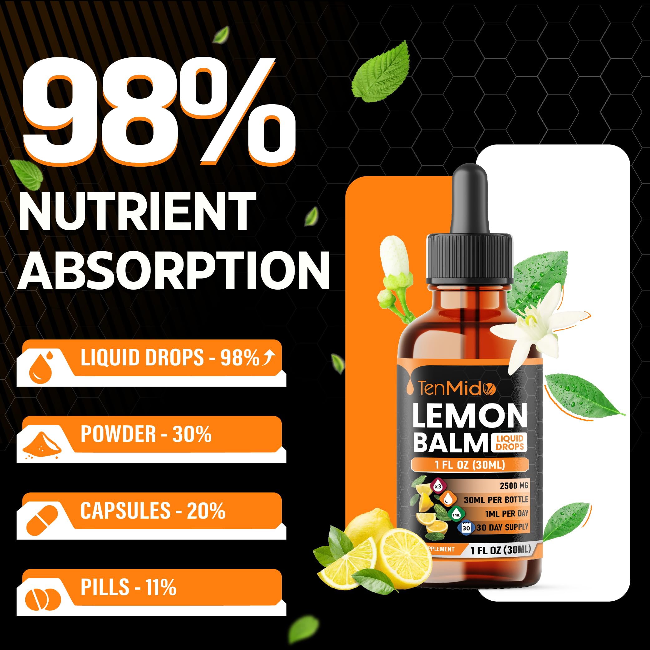 Tenmido Lemon Balm Tincture 2500mg lifestyle scene