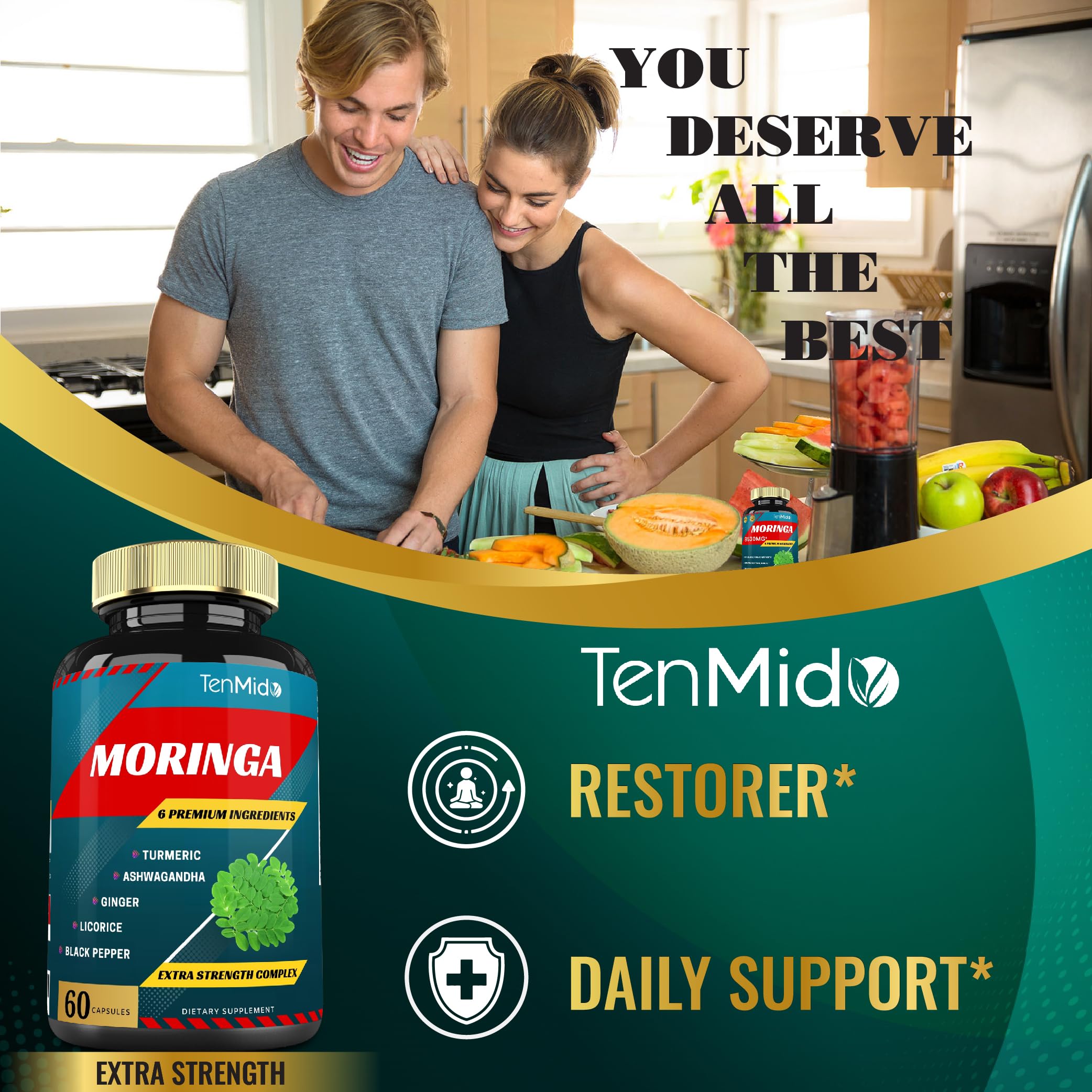 Tenmido Moringa Capsules showing vegetarian capsule