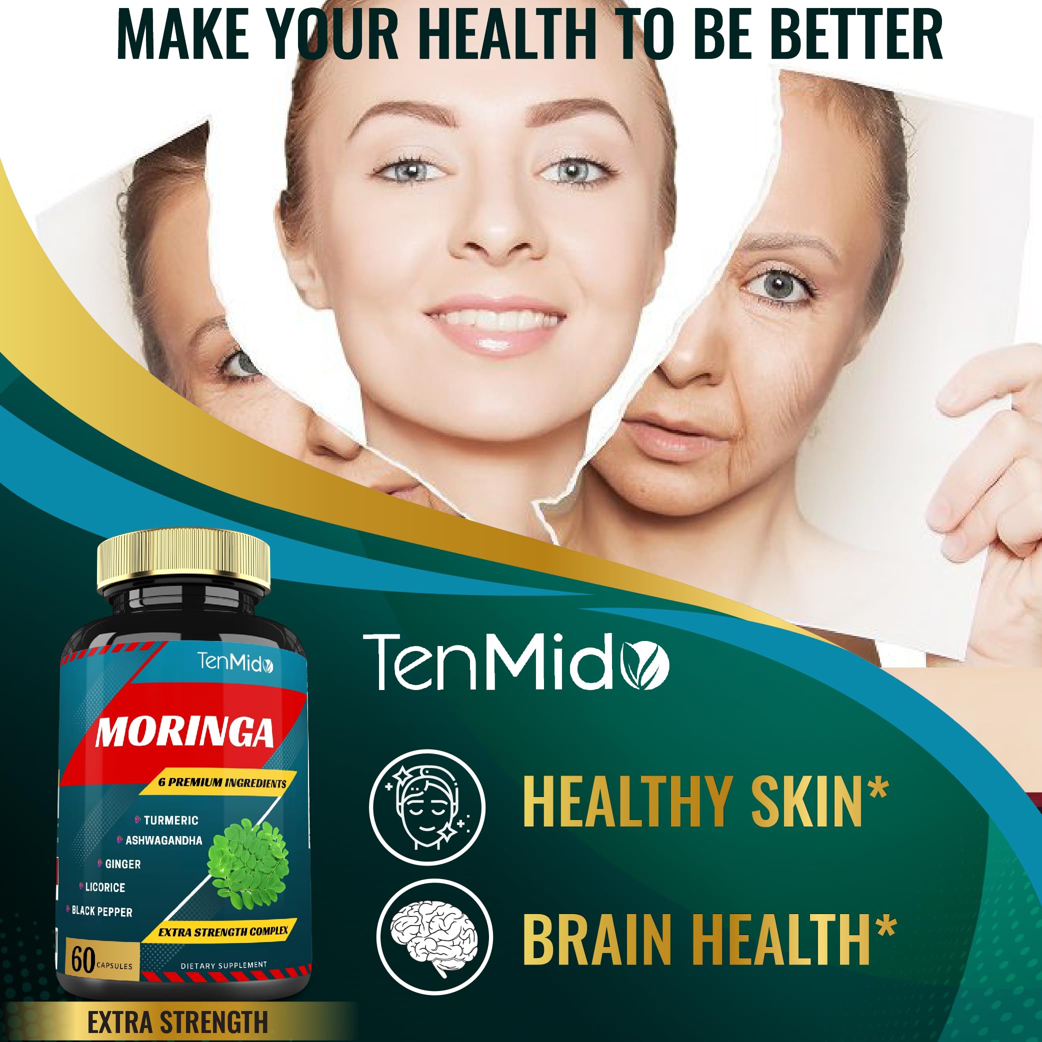 Tenmido Moringa Capsules with a measuring spoon for dosage