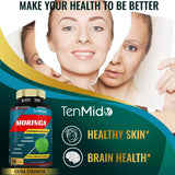 Tenmido Moringa Capsules with a measuring spoon for dosage