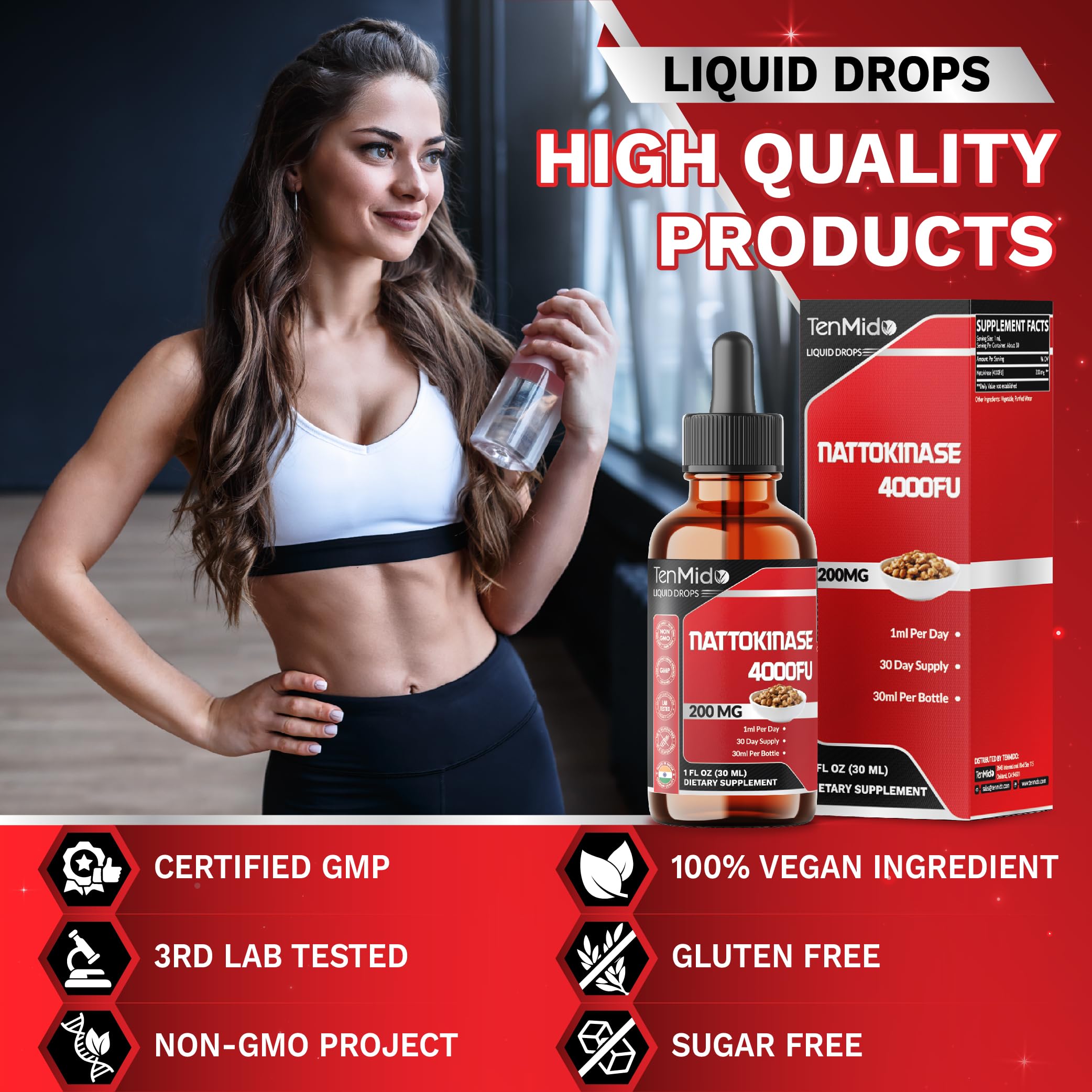 Tenmido Nattokinase Liquid Drops product dimensions