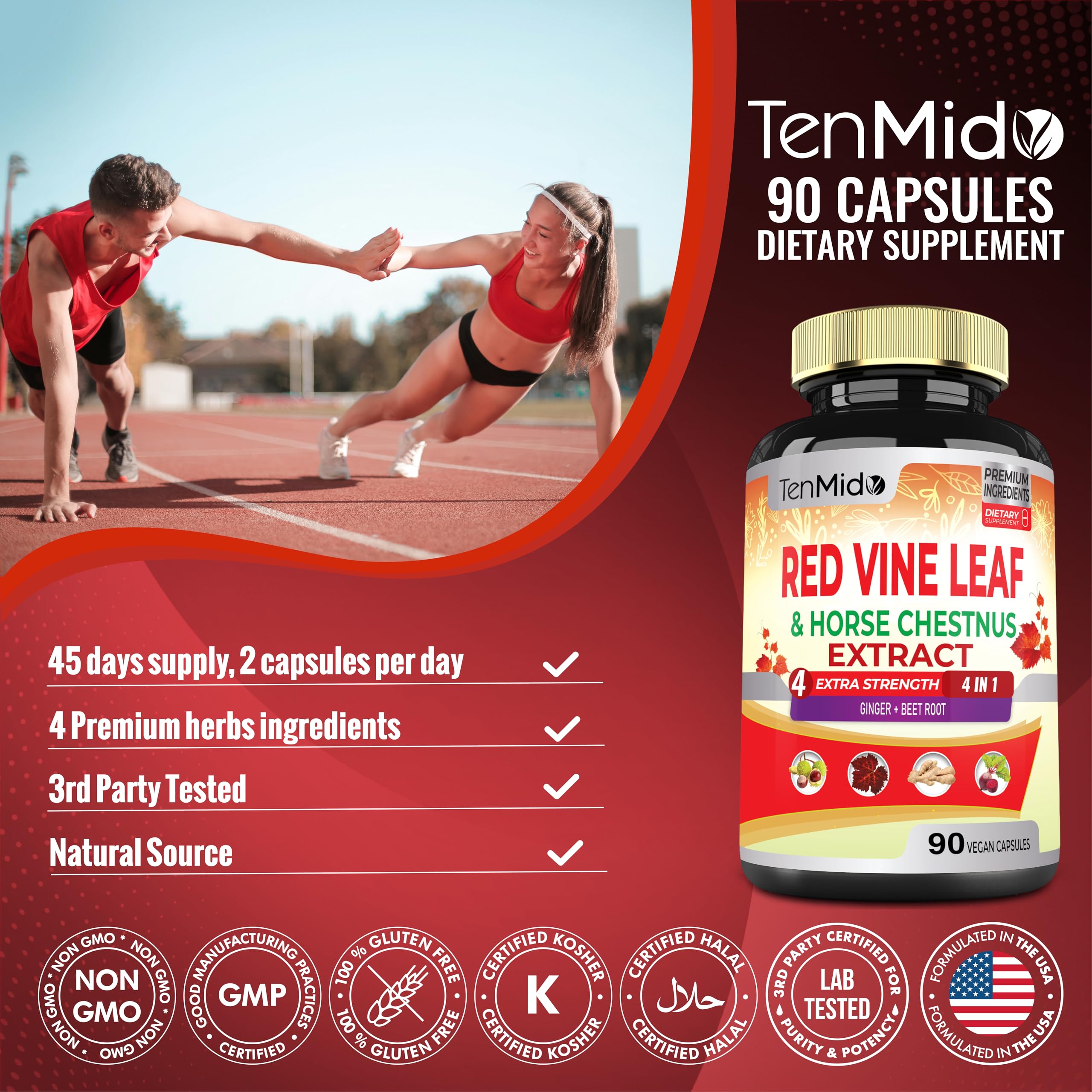 Tenmido Red Vine Leaf Capsules packaging details