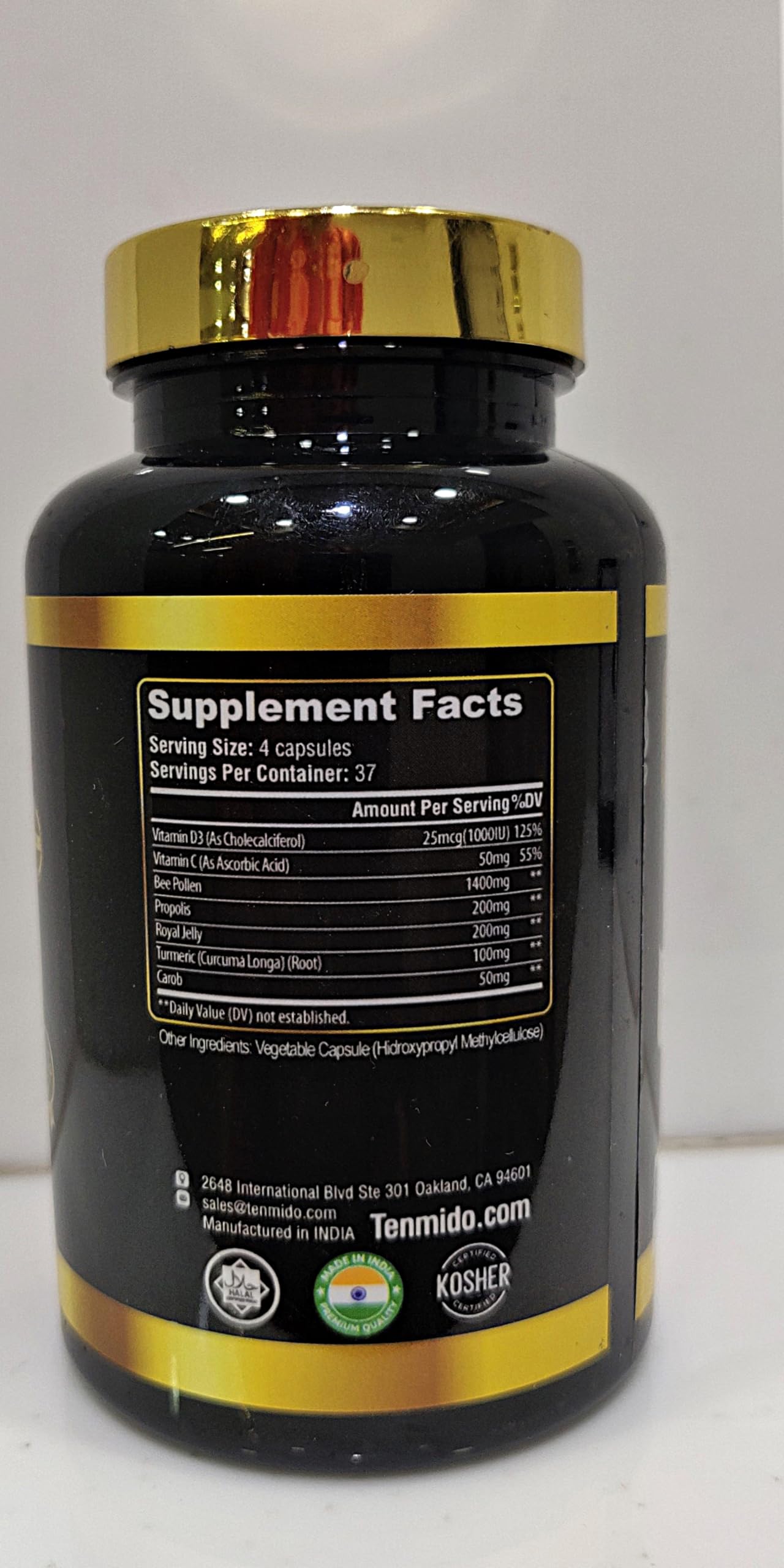 Tenmido Royal Jelly Supplement bottle side view