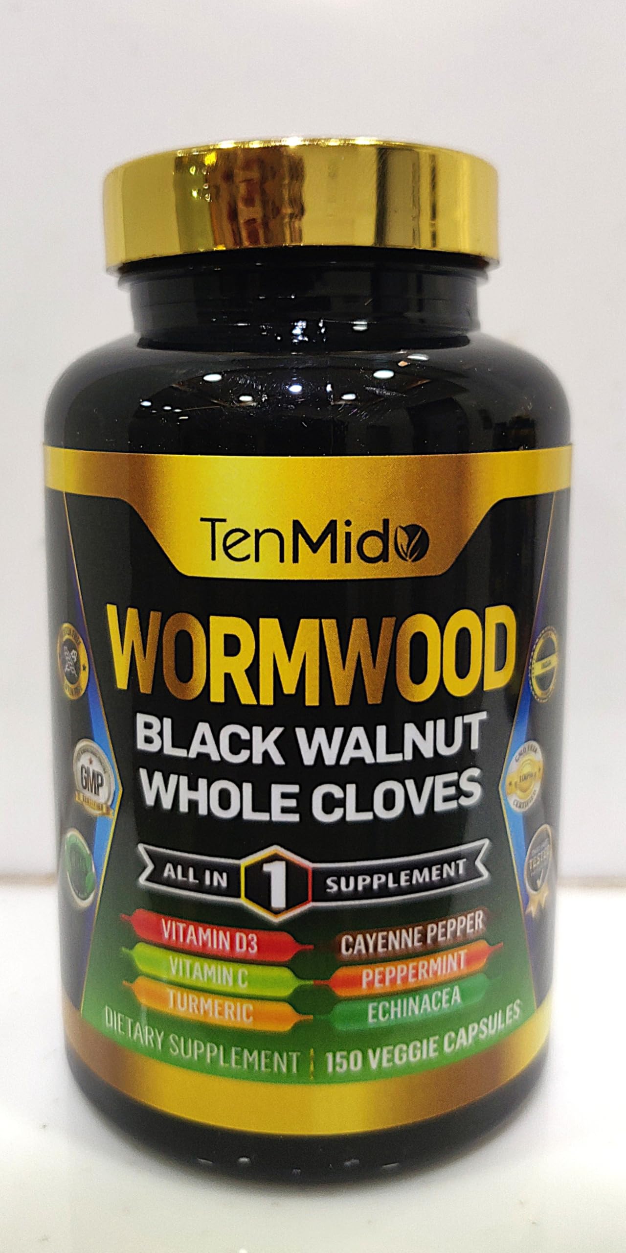 Tenmido Wormwood Supplement 150 Veggie Capsules front view