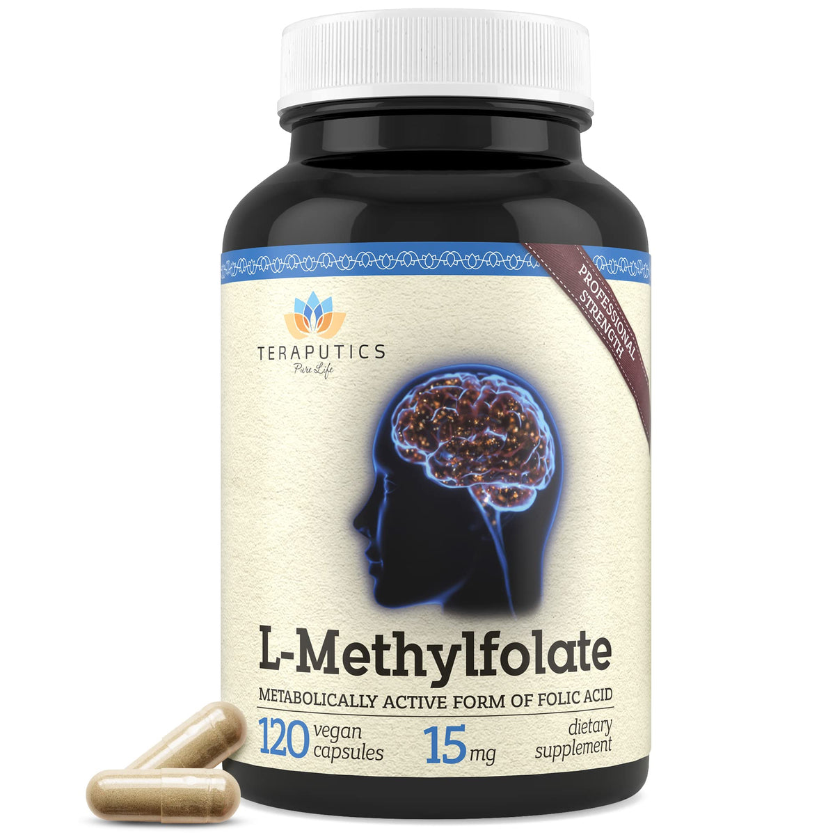 Teraputics L-Methyl Folate 15mg Supplement bottle front view