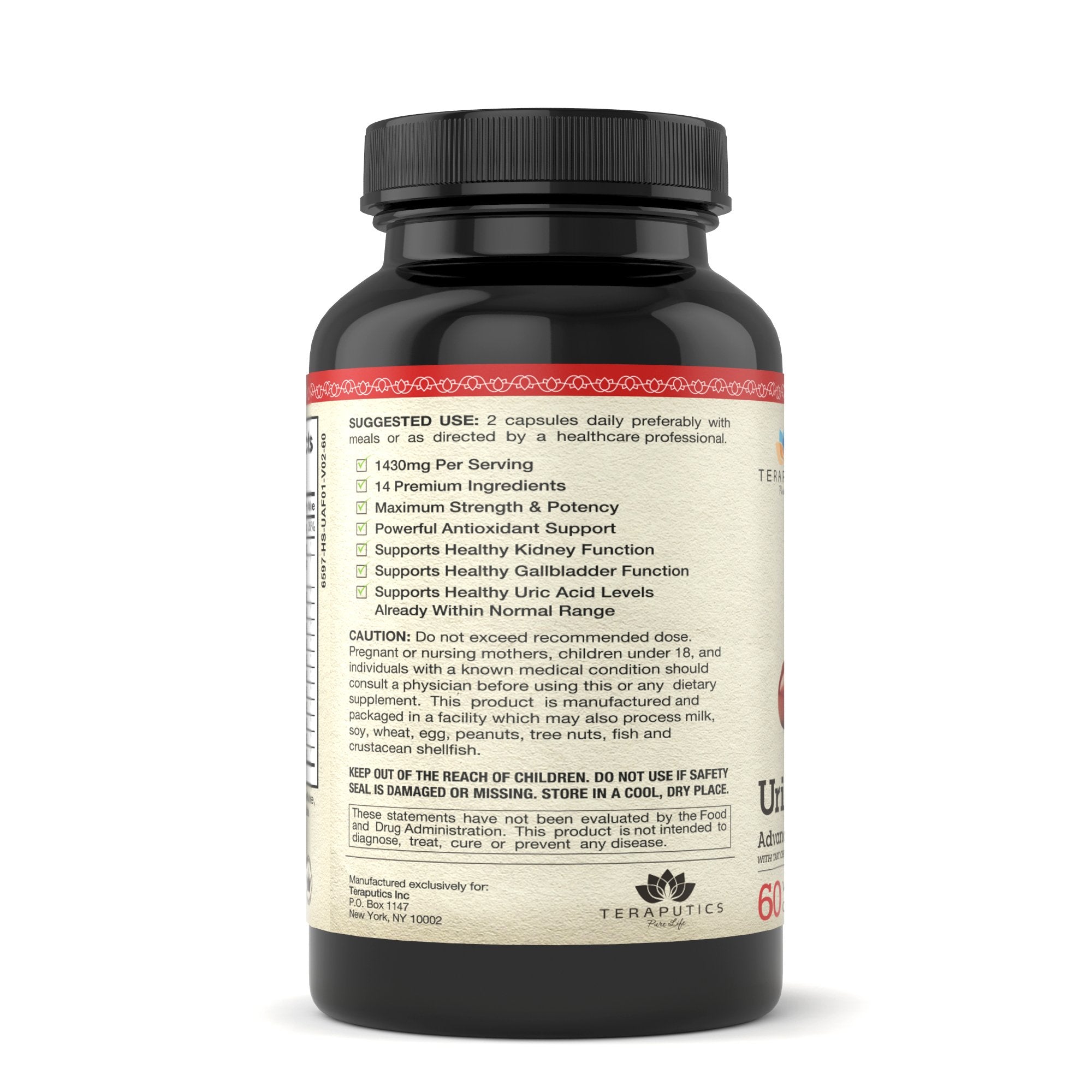 Teraputics Uric Acid Cleanse Supplement bottle with measuring spoon