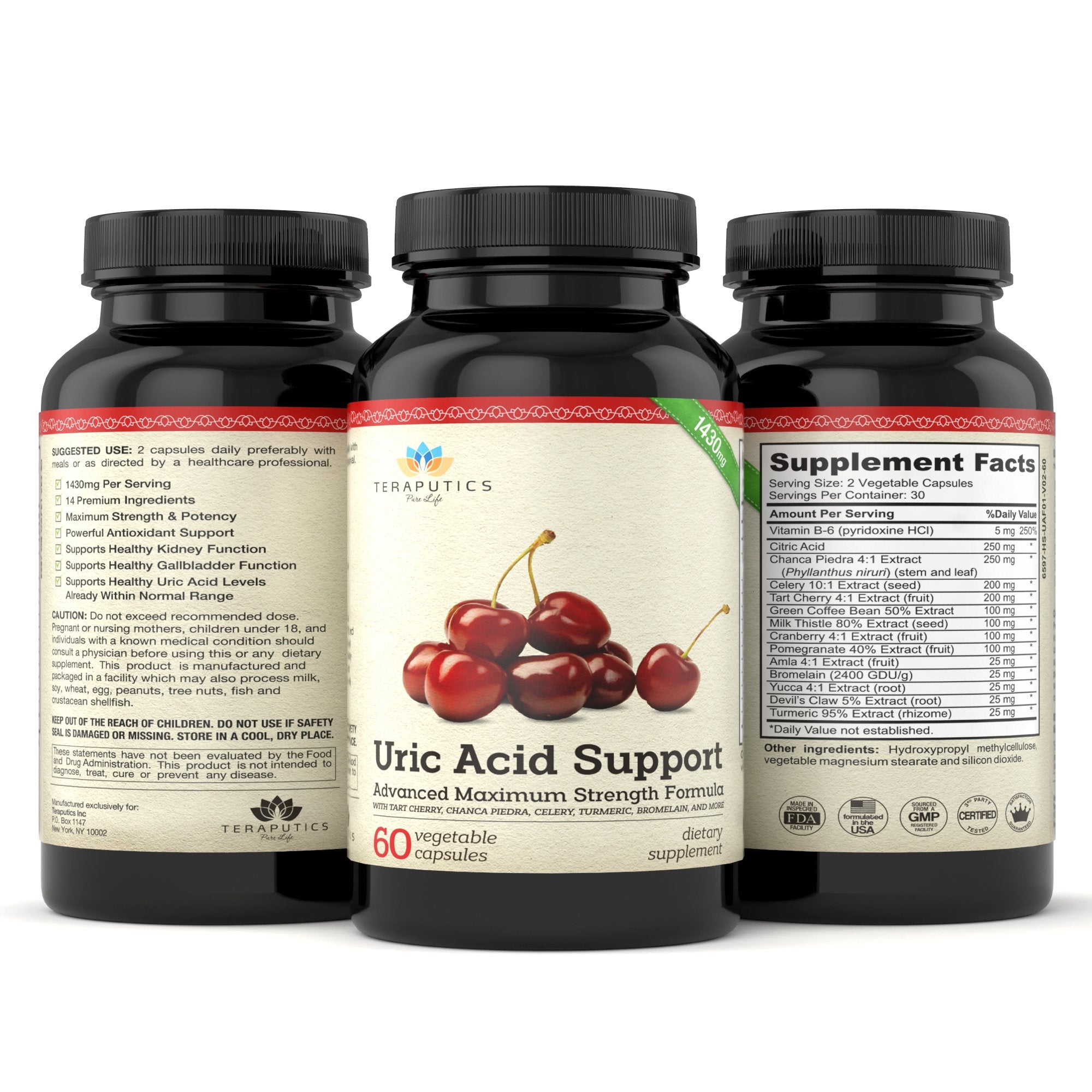 Teraputics Uric Acid Cleanse Supplement lifestyle scene with healthy foods