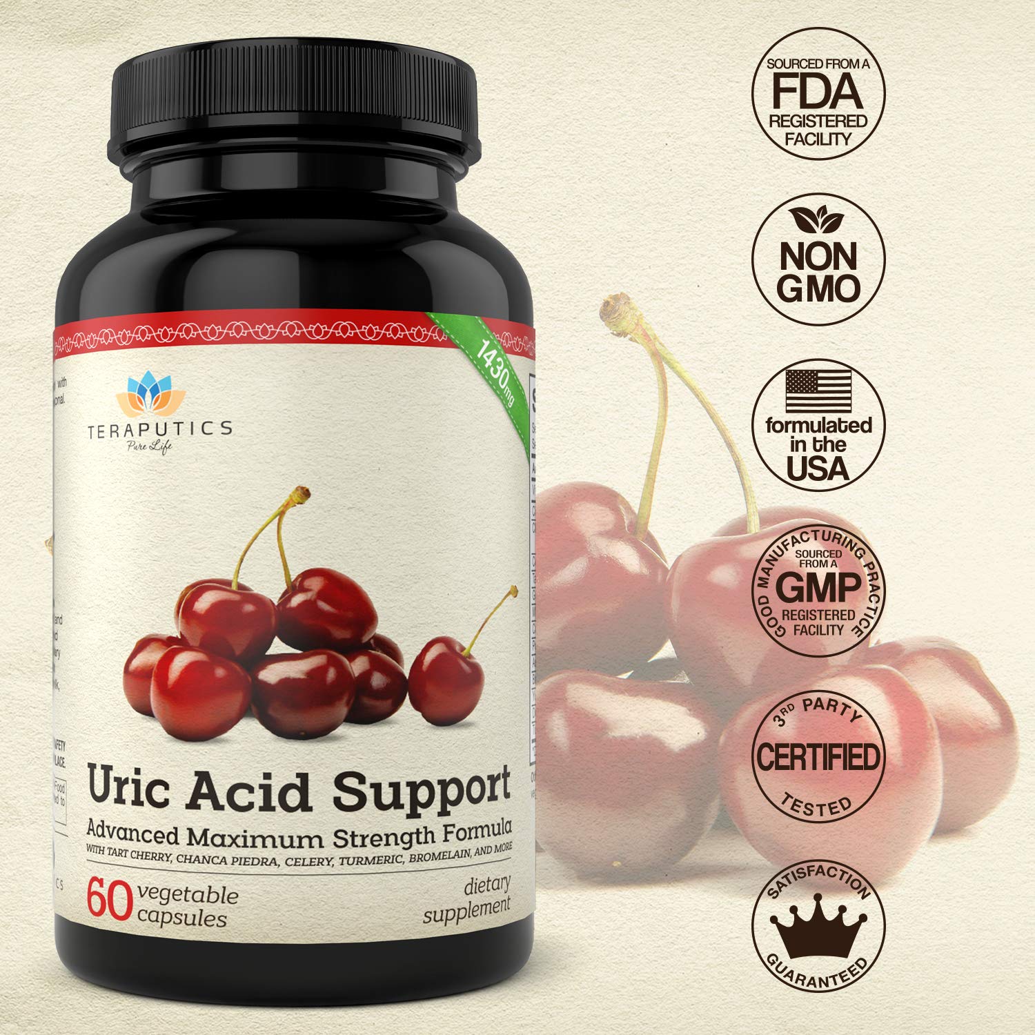 Teraputics Uric Acid Cleanse Supplement showing ingredients list
