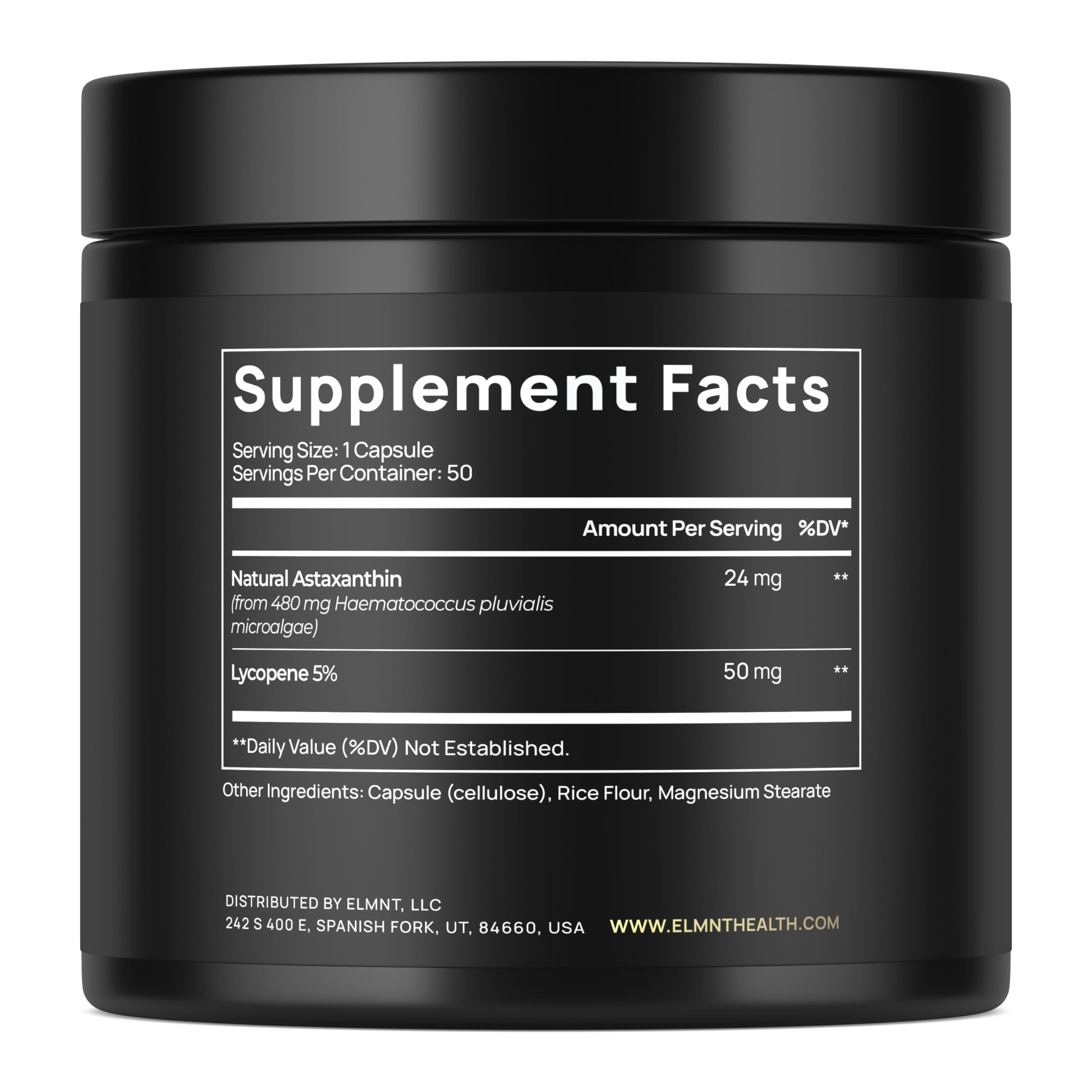TERRA ELMNT Astaxanthin & Lycopene Supplement bottle side view