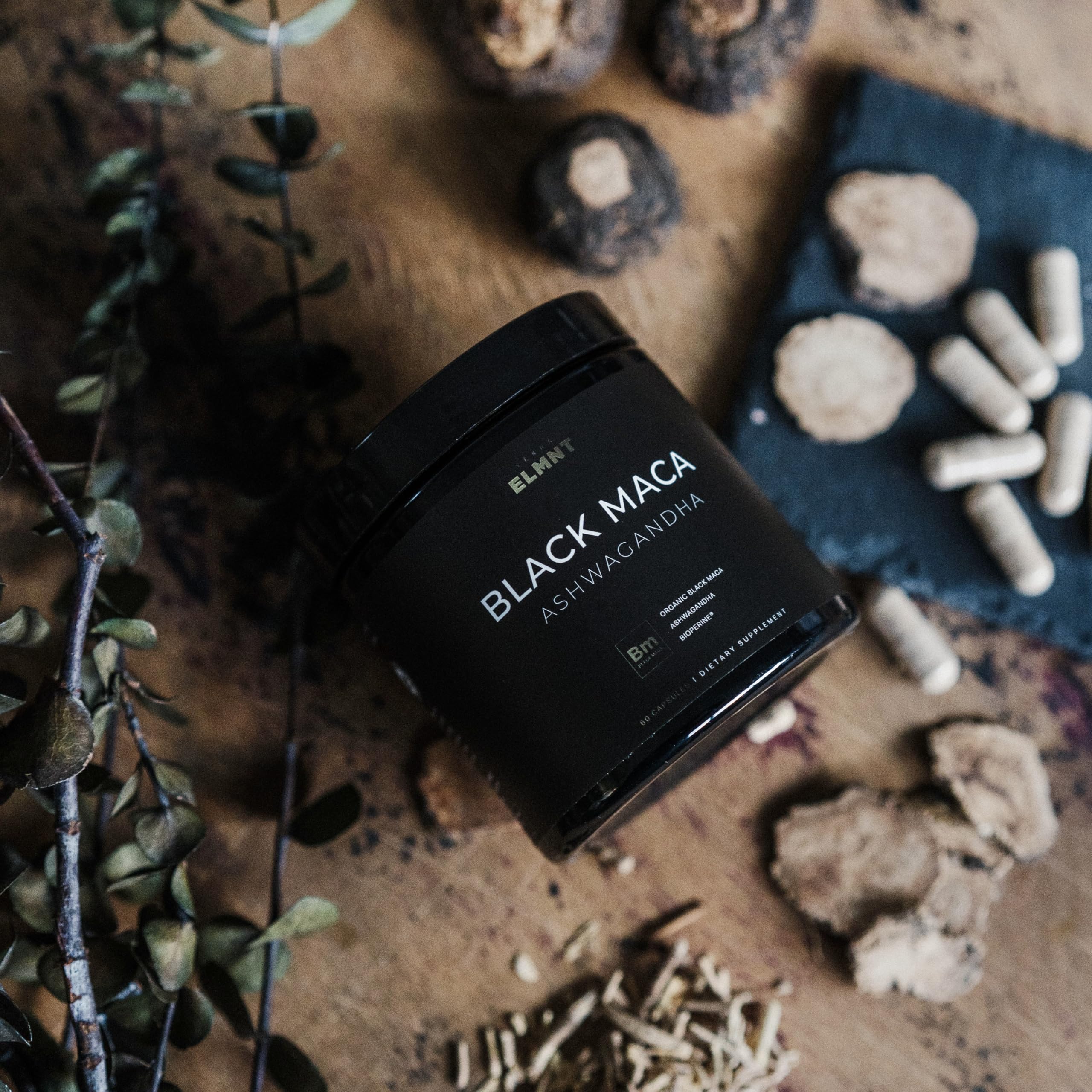 TERRA ELMNT Black Maca & Ashwagandha Supplement packaging