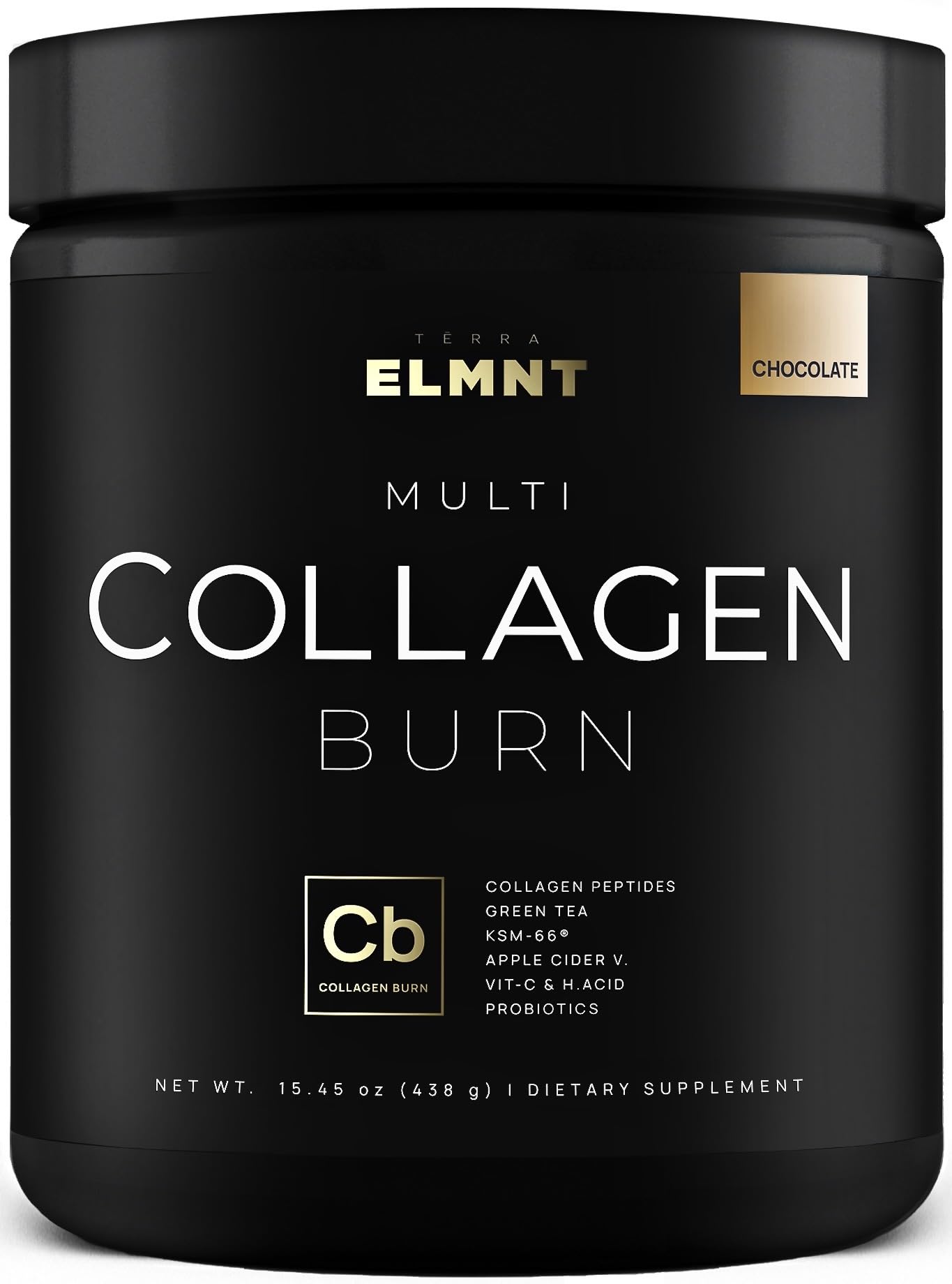 TERRA ELMNT Chocolate Collagen Burn Powder front view