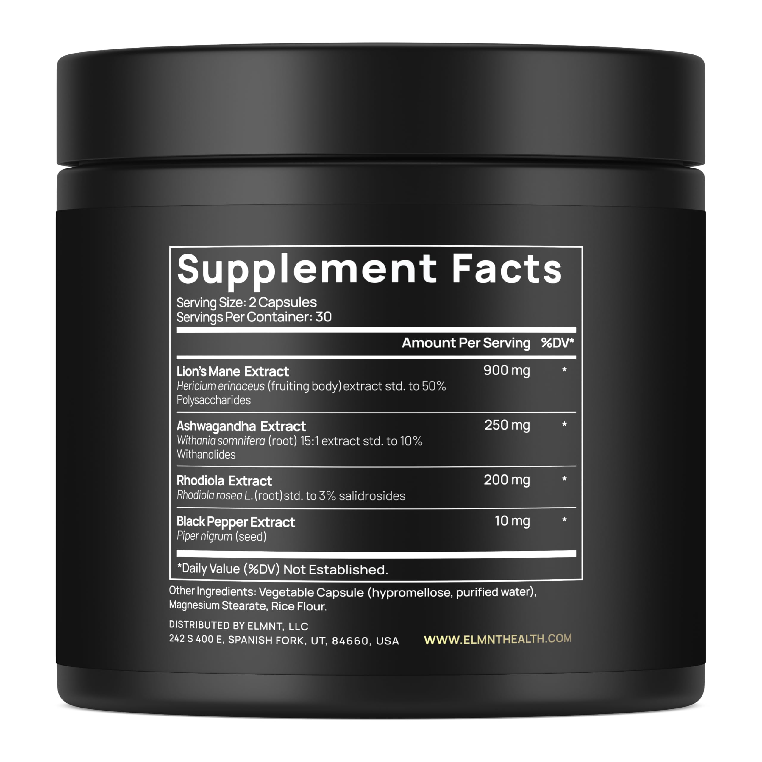 TERRA ELMNT Lion's Mane Mushroom Supplement 900mg side view