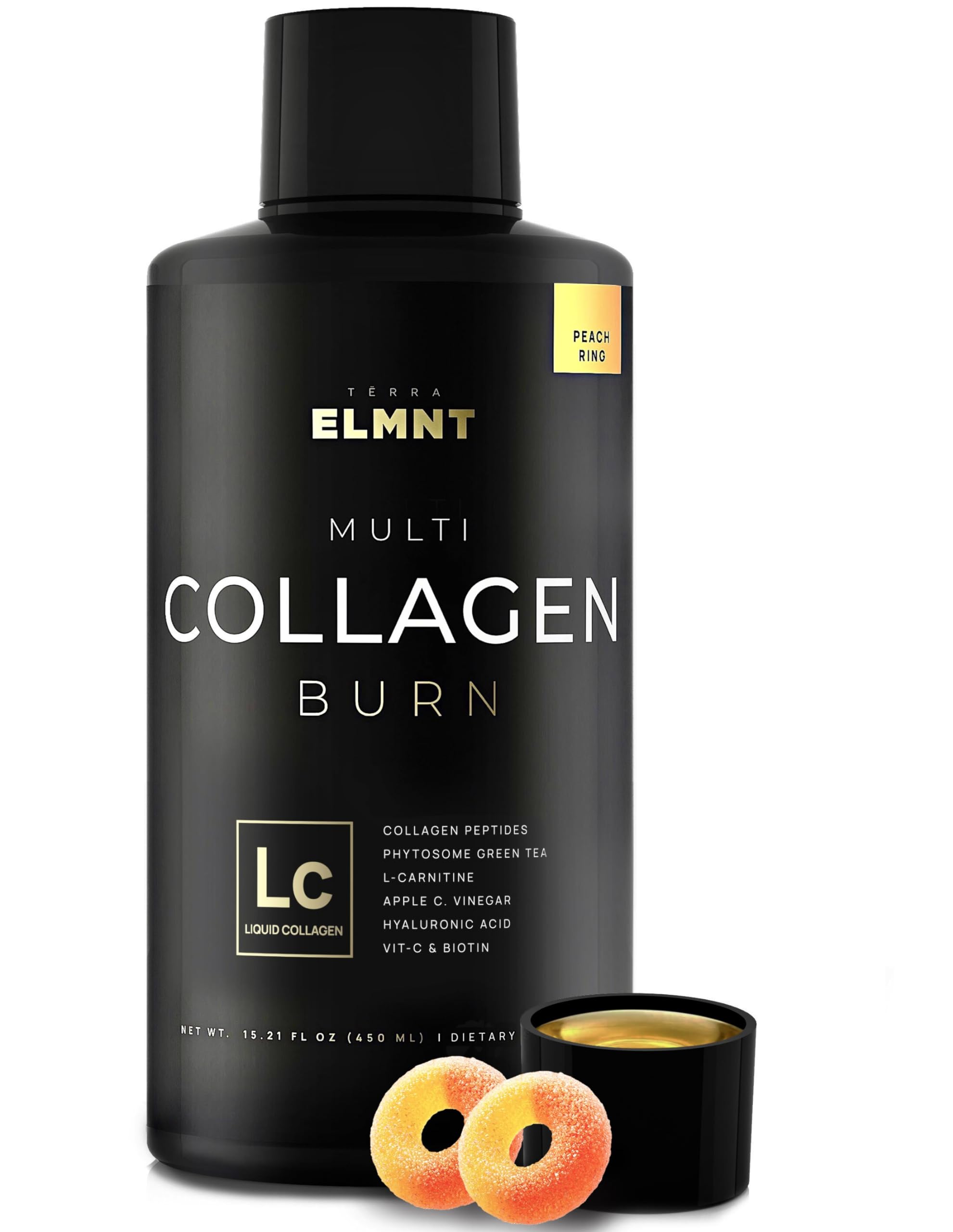 TERRA ELMNT Liquid Collagen Shots 4000mg Peach Ring flavour front view