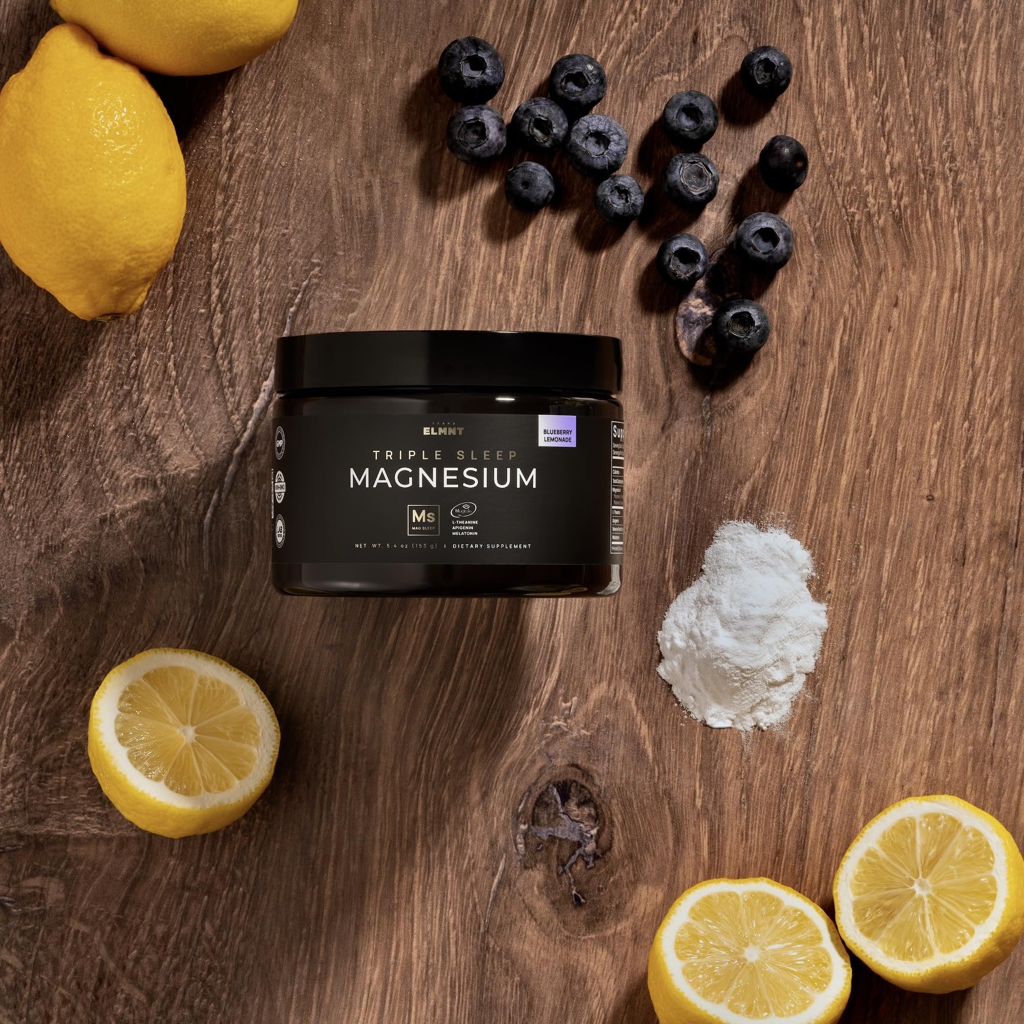 TERRA ELMNT Magnesium Threonate Sleep Powder 2000mg mixed in a glass