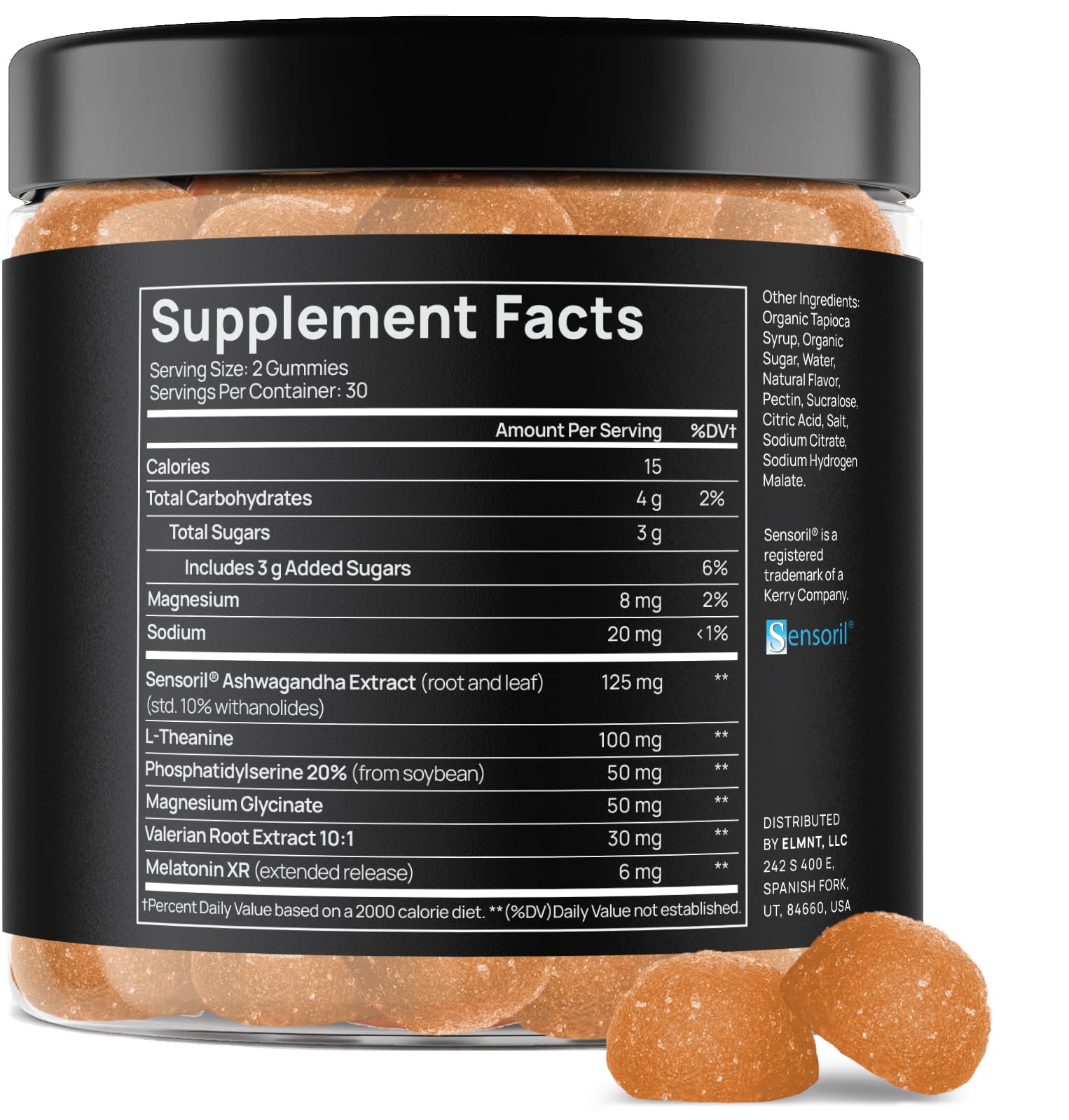 TERRA ELMNT Melatonin XR Sleep Gummies packaging side view