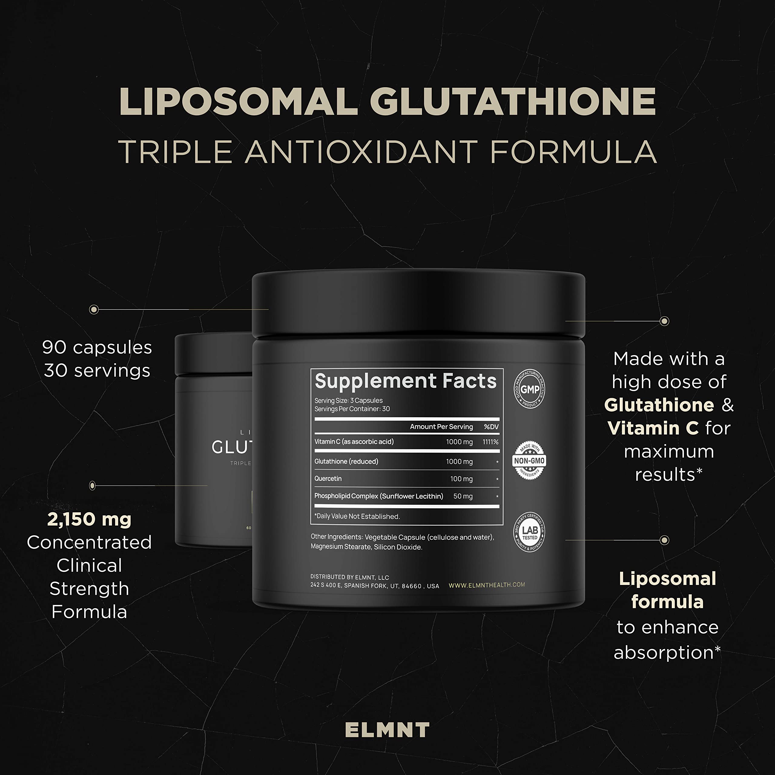 TERRA ELMNT Super L Glutathione 2150mg capsules close-up