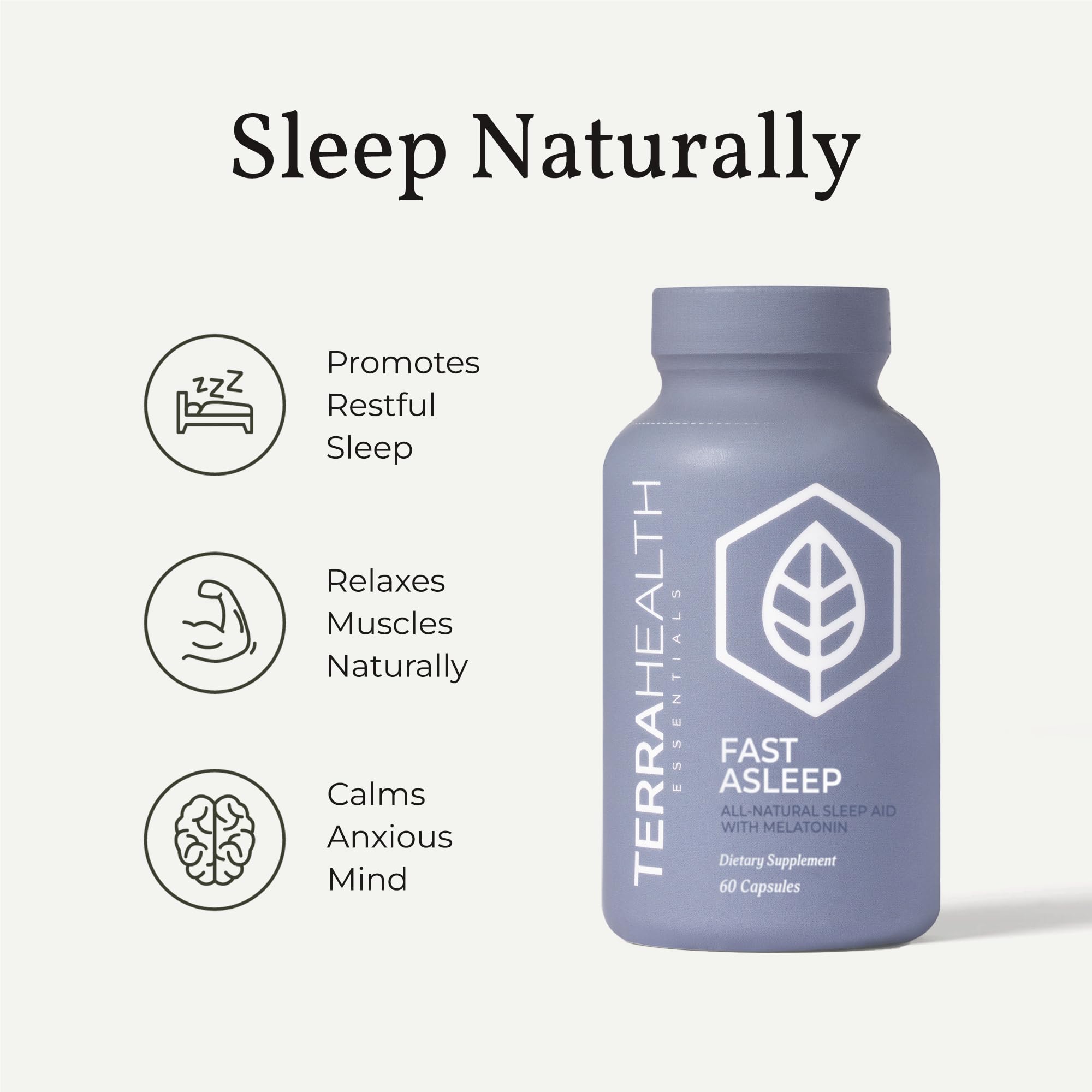 Terra Health Essentials Fast Asleep Supplement ingredients list on bottle