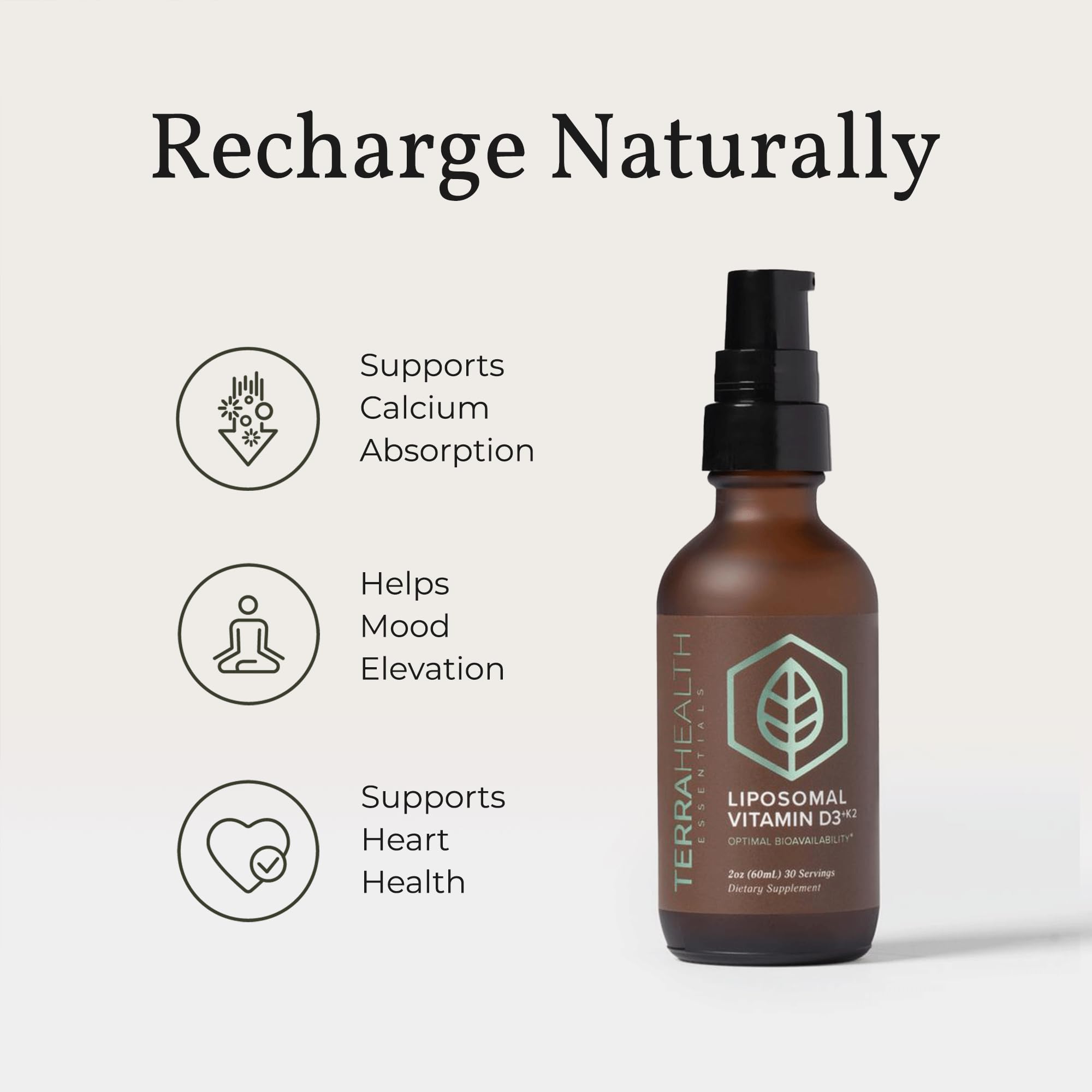 Terra Health Essentials Liposomal Vitamin D3 + K2 Capsules close-up