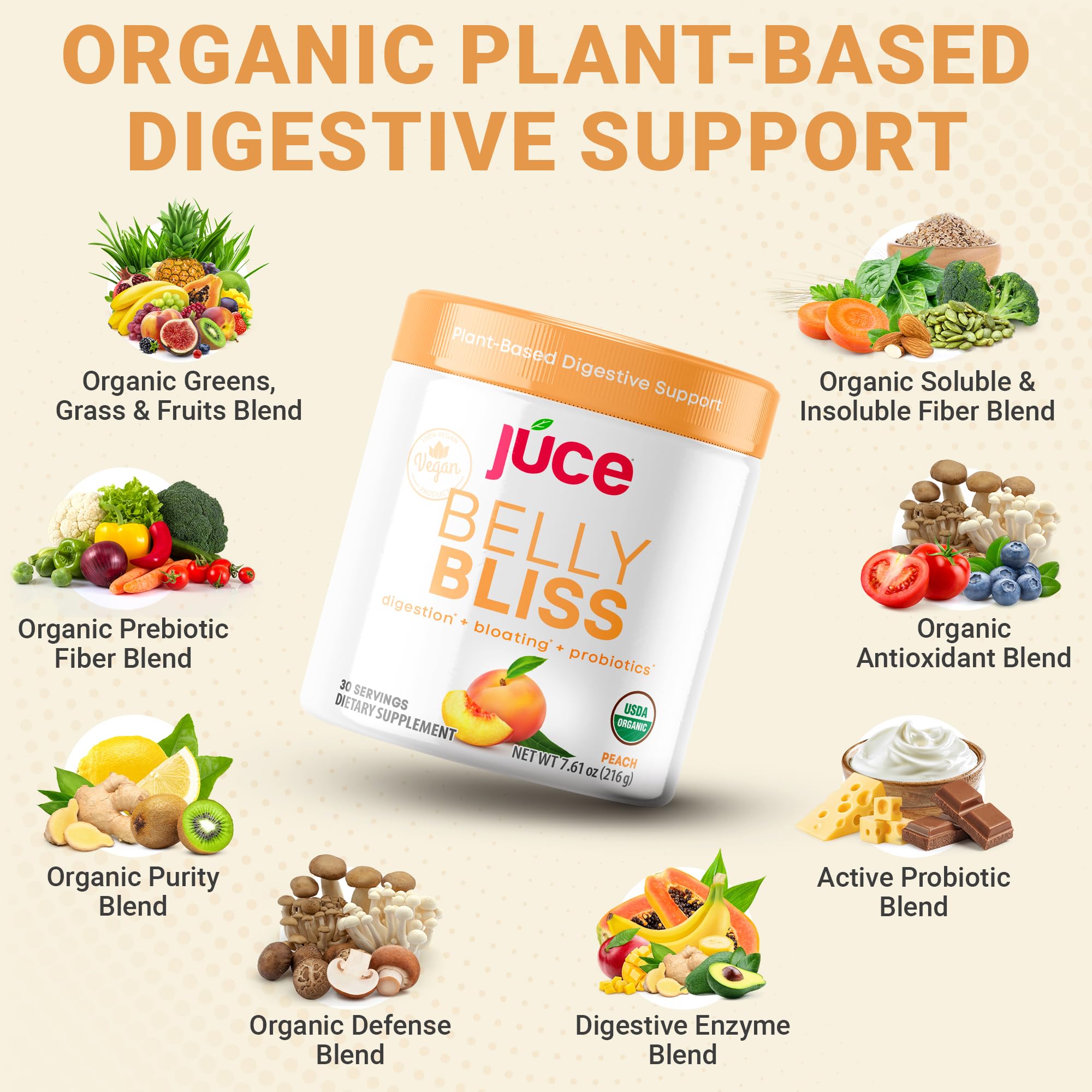 Terra Kai Organics Júce Belly Bliss Prebiotic Powder scoop