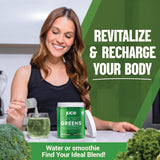 Terra Kai Organics Organic Greens Powder mixed in a glass
