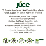 Terra Kai Organics Super Greens Powder mixed in a glass of juice