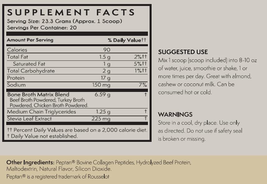 TERRA ORIGIN Bone Broth Collagen Powder 572g side view