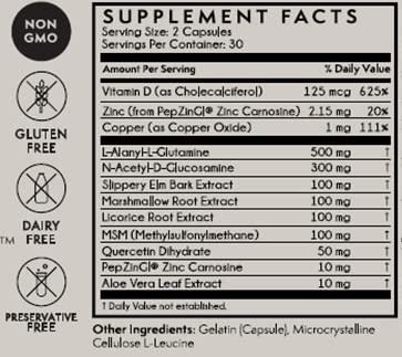 TERRA ORIGIN daily Support Capsules 500mg back view