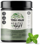 TERRA ORIGIN Healthy Gut Powder 272g with measuring scoop and ingredients