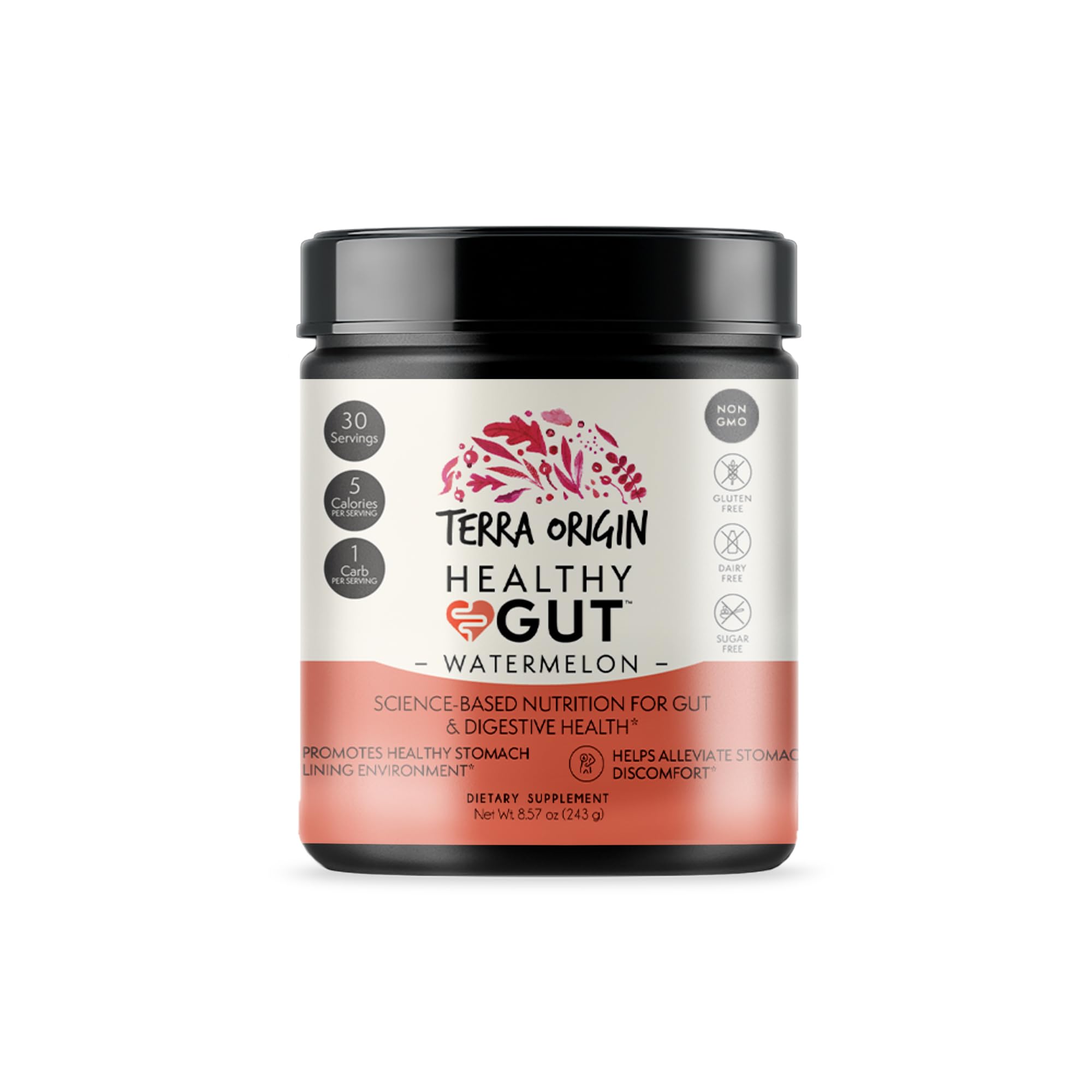 TERRA ORIGIN Healthy Gut Powder 308g in a kitchen setting