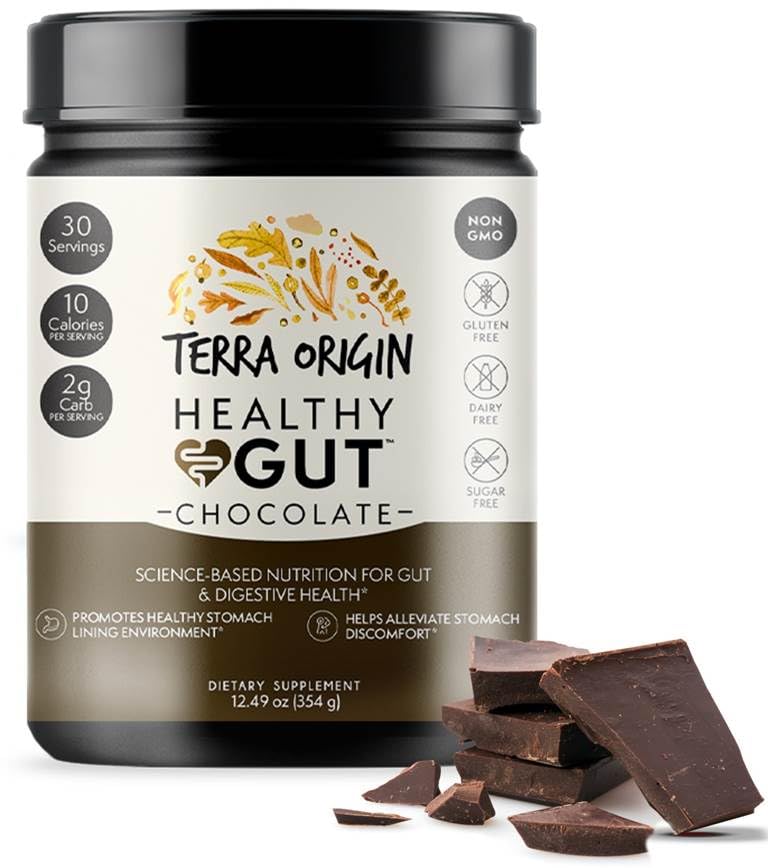 TERRA ORIGIN Healthy Gut Powder 440g packaging side view