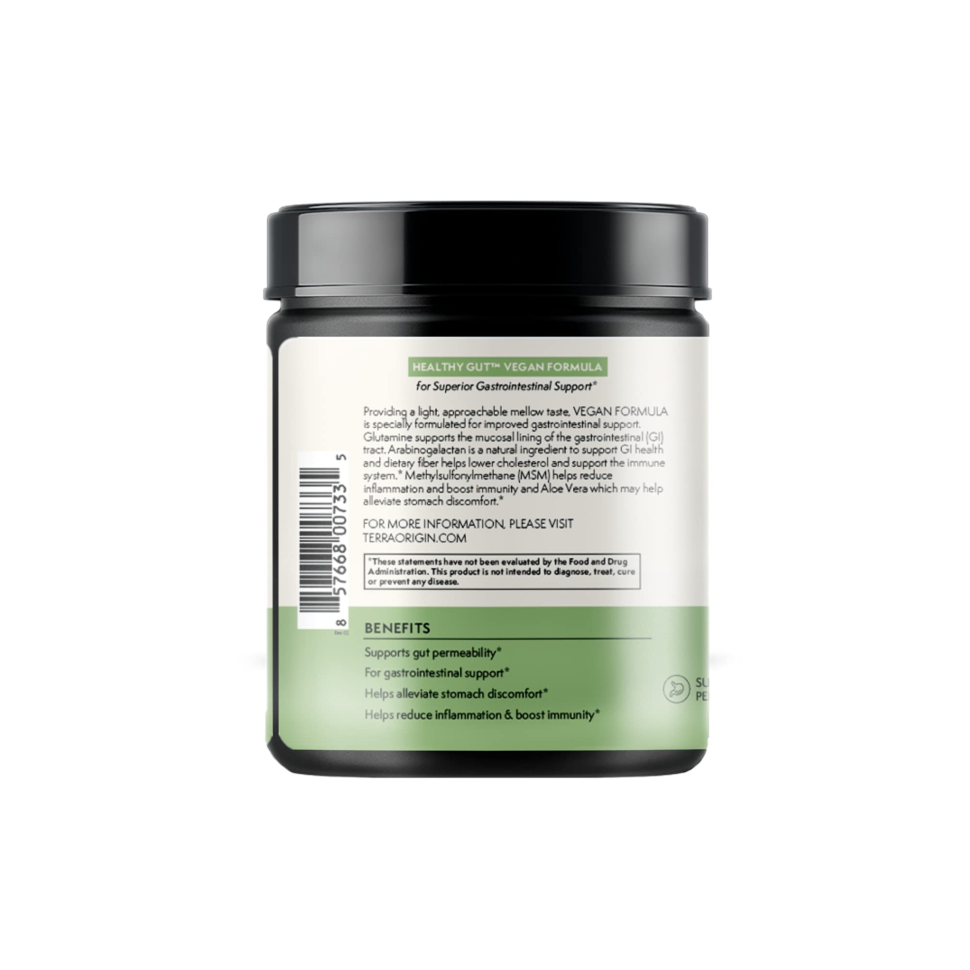 TERRA ORIGIN L-Glutamine Supplement 322g on a wooden table