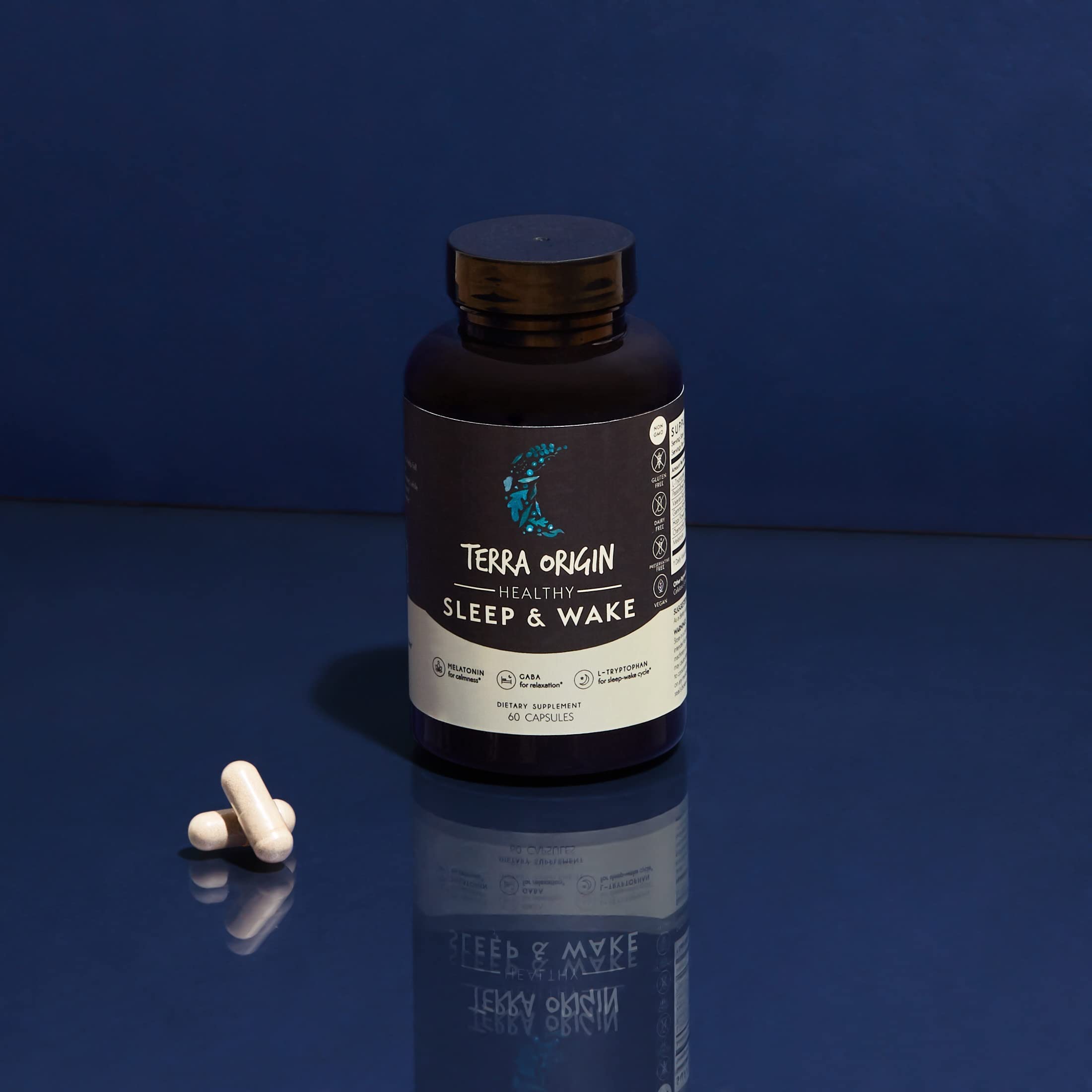 TERRA ORIGIN Sleep Supplement Capsules on a table