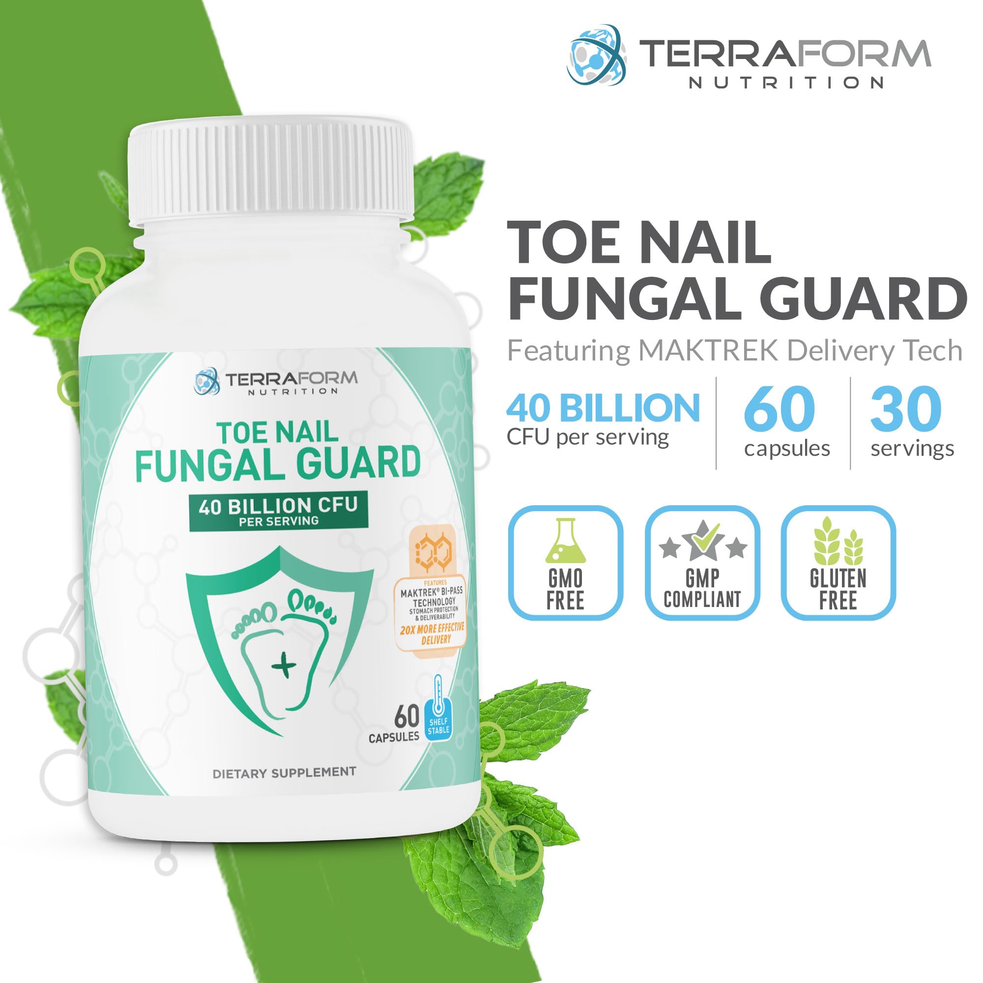TerraForm Nutrition Toenail Fungal Guard Probiotic veggie capsules
